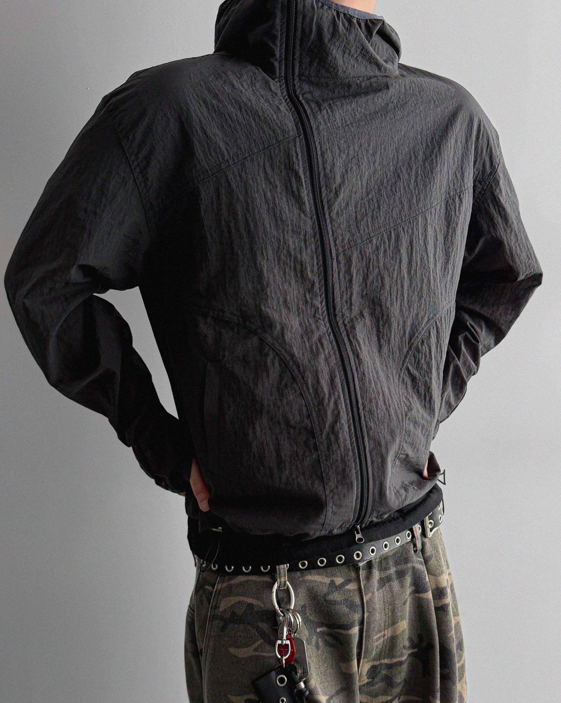 Summer diagonal zipper hood jacket