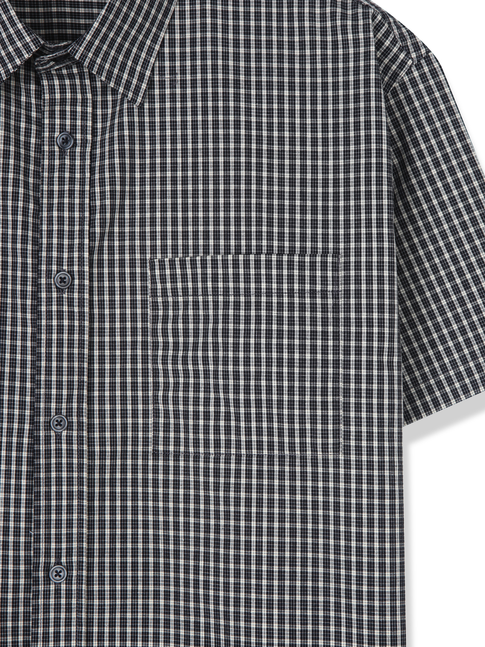 Grid check crop half shirt
