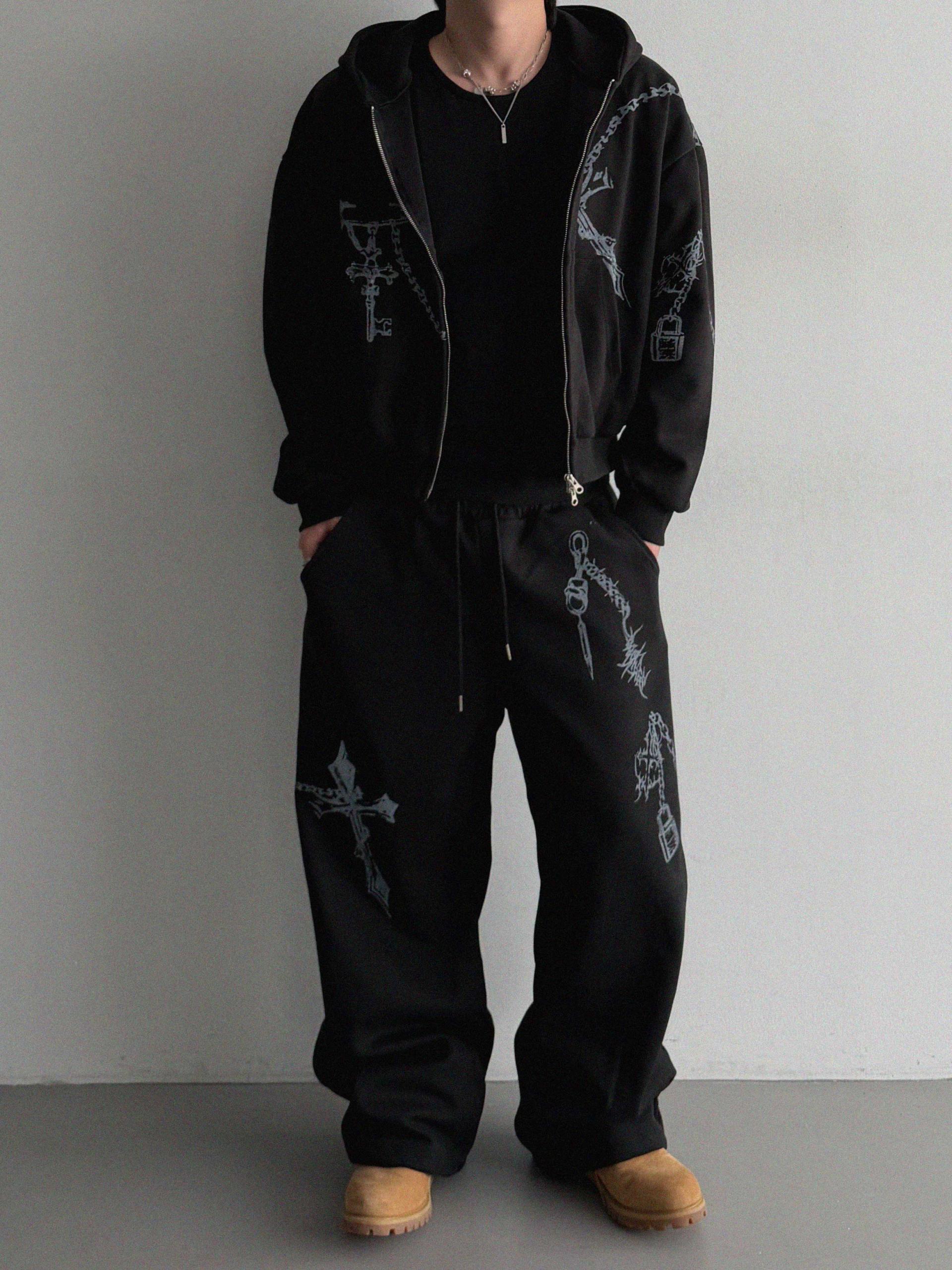 Keyring printed crop hood zip-up