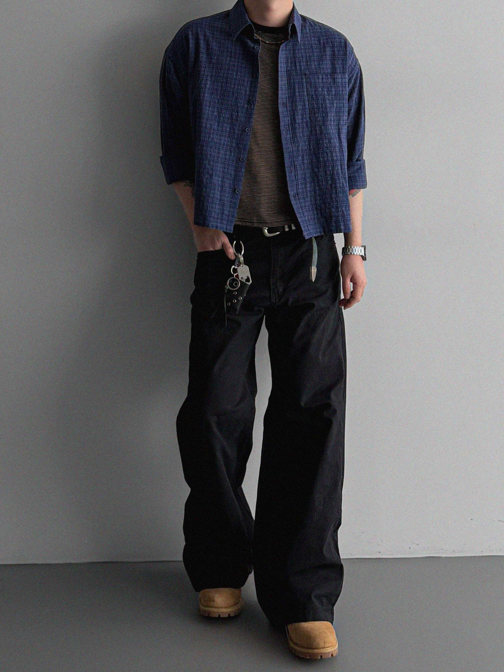 Cinch-back cotton flared pants