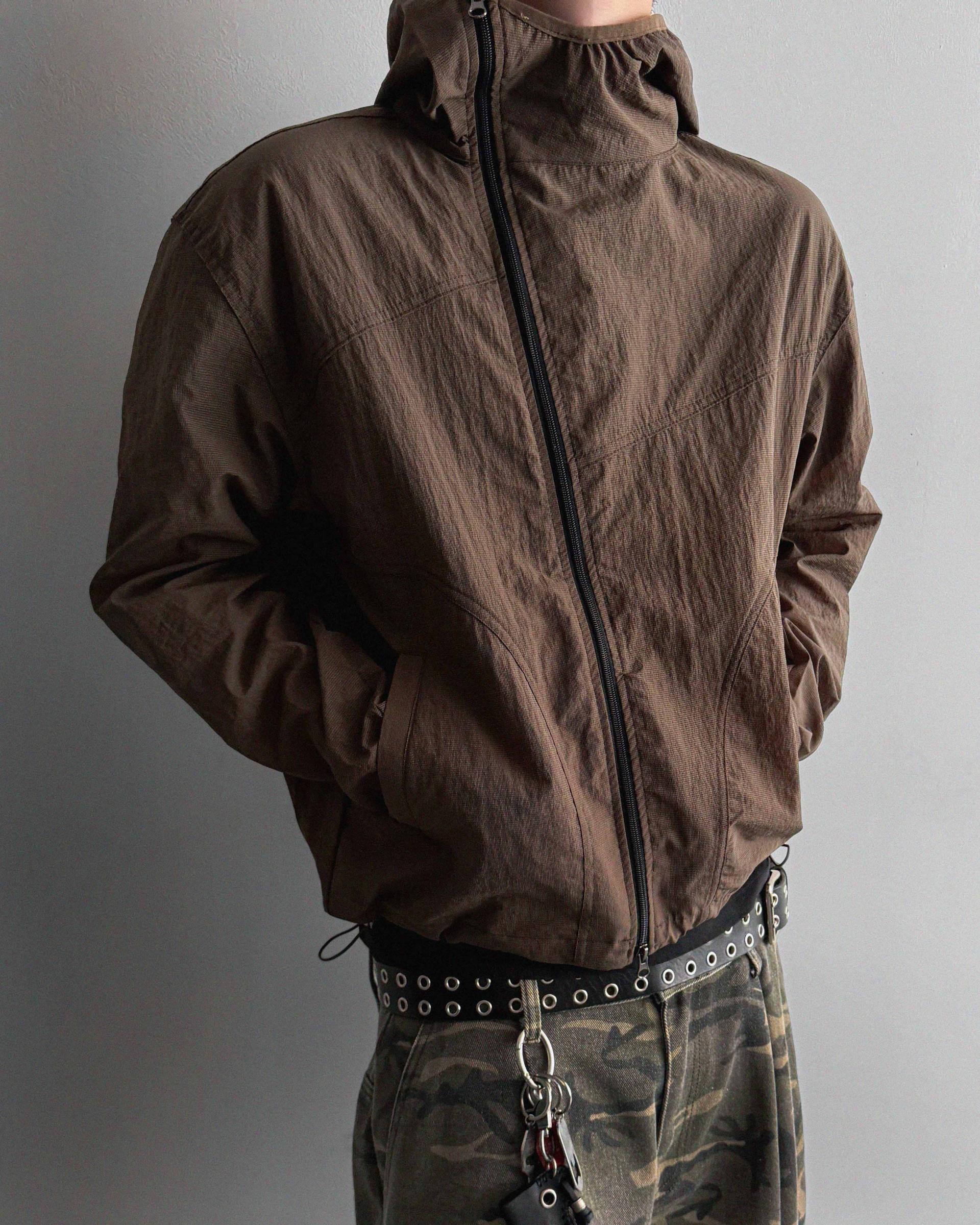 Summer diagonal zipper hood jacket