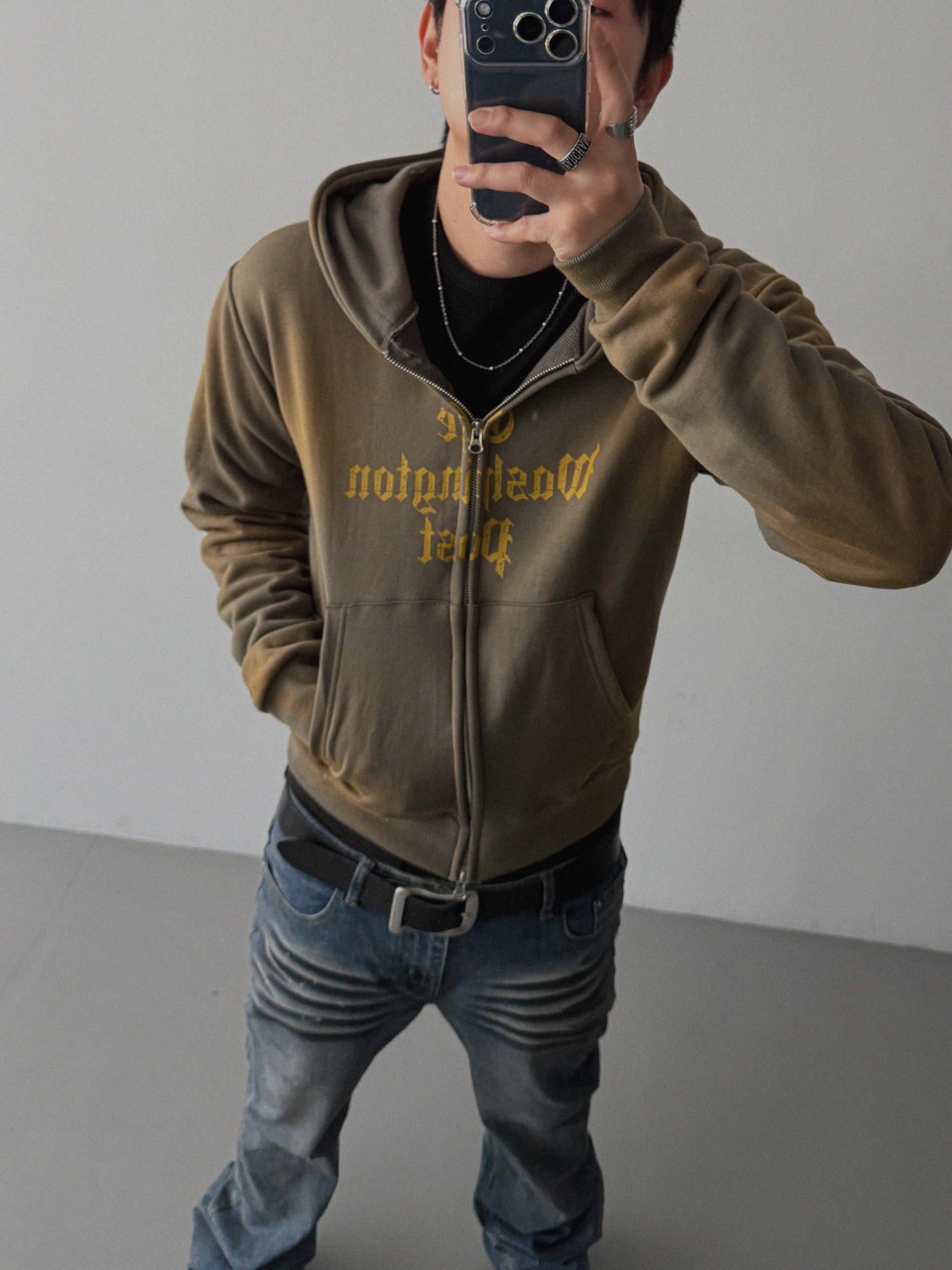 Washington crop hoodie zip-up