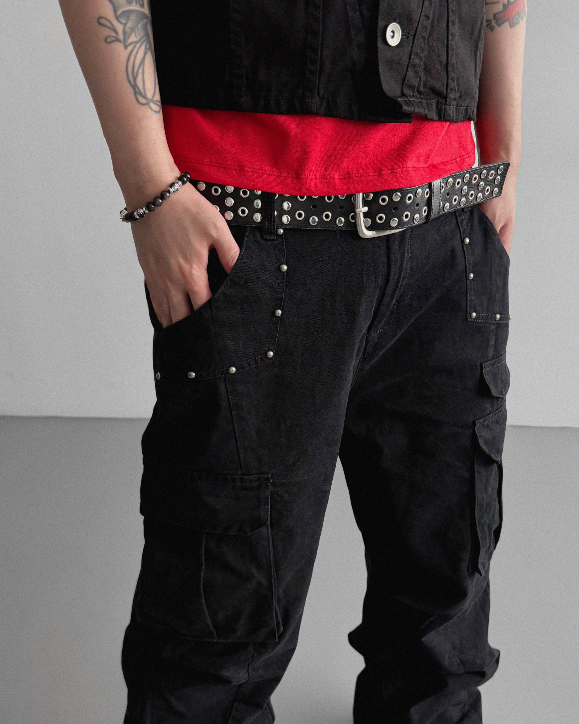 Dying stud cargo flared pants