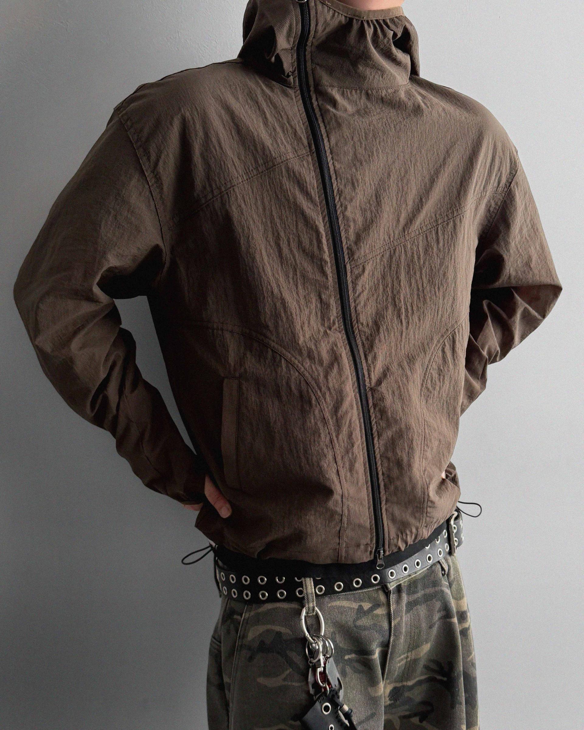 Summer diagonal zipper hood jacket