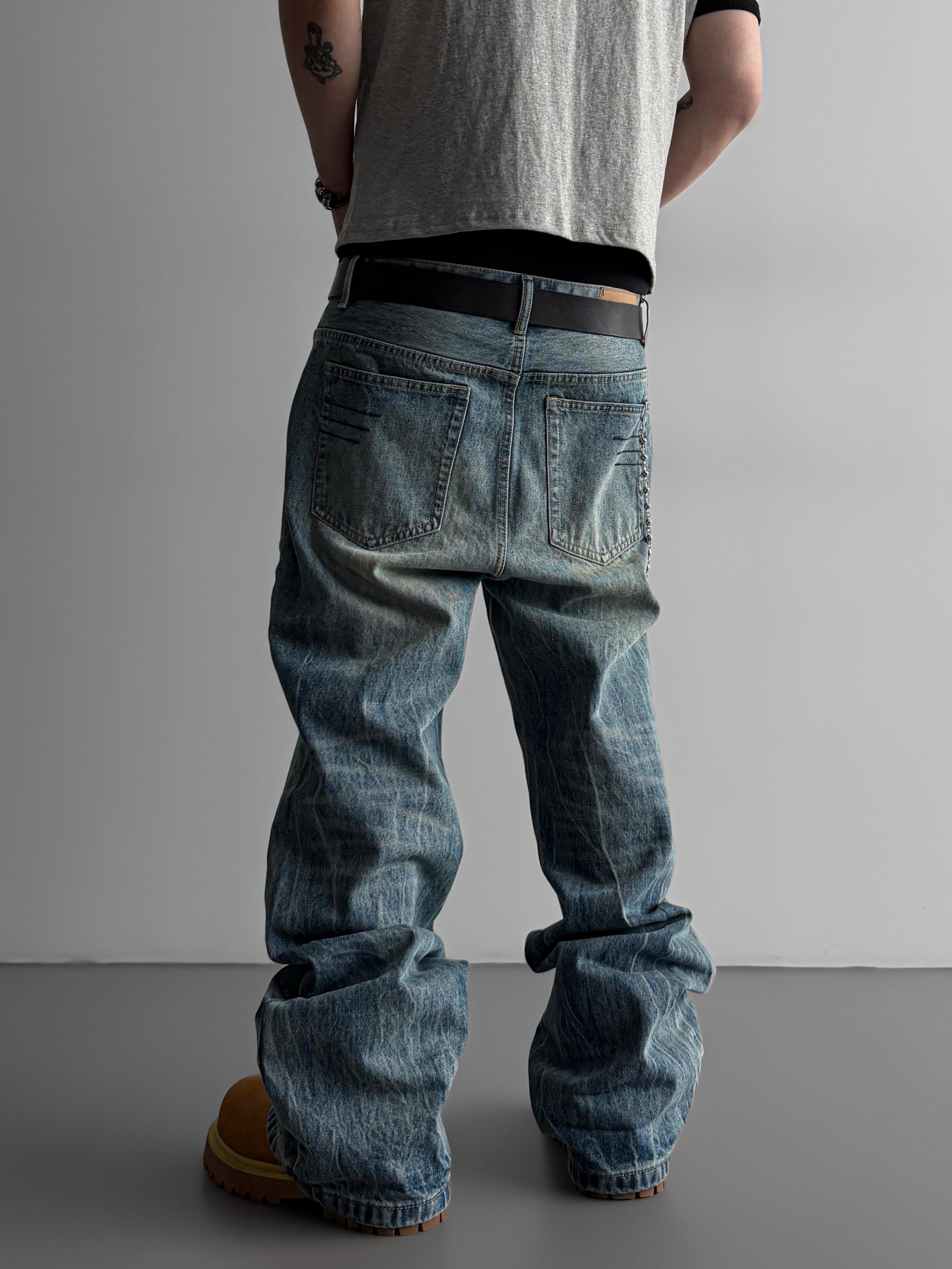 Ashed flare denim pants