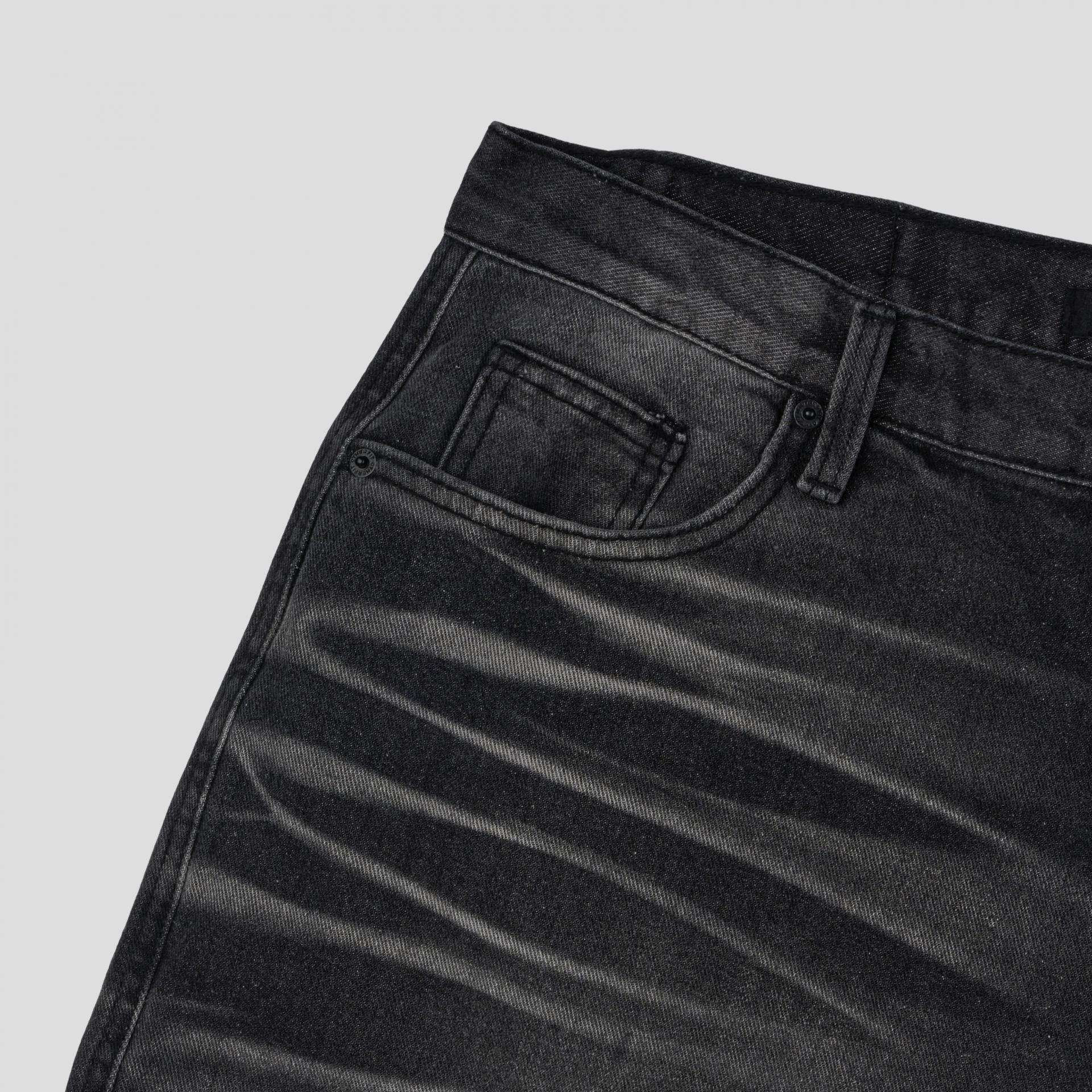 Cubic vintage denim bermuda pants