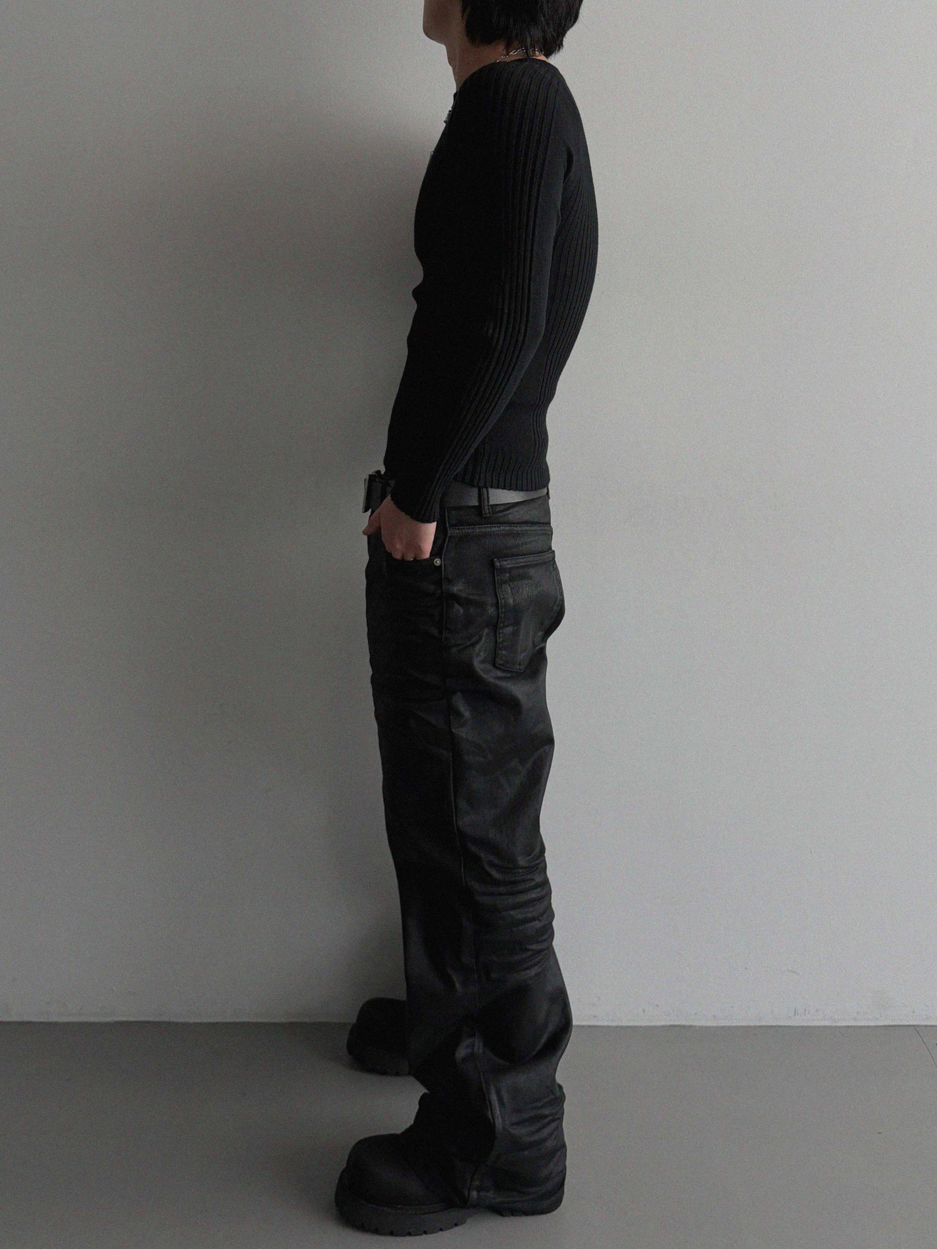Irregular ribbed raglan muscle knit