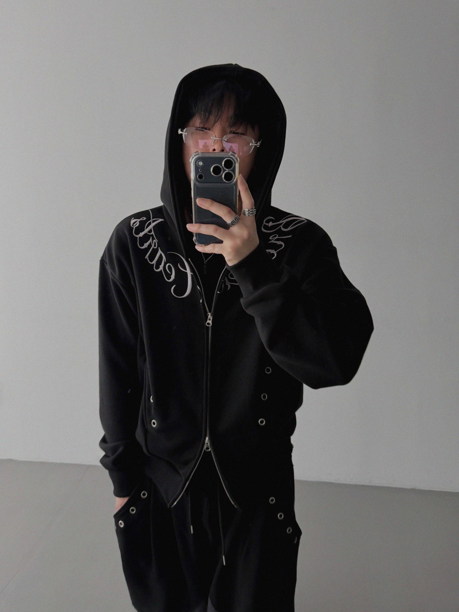Color blocked eyelet wide sweat pants