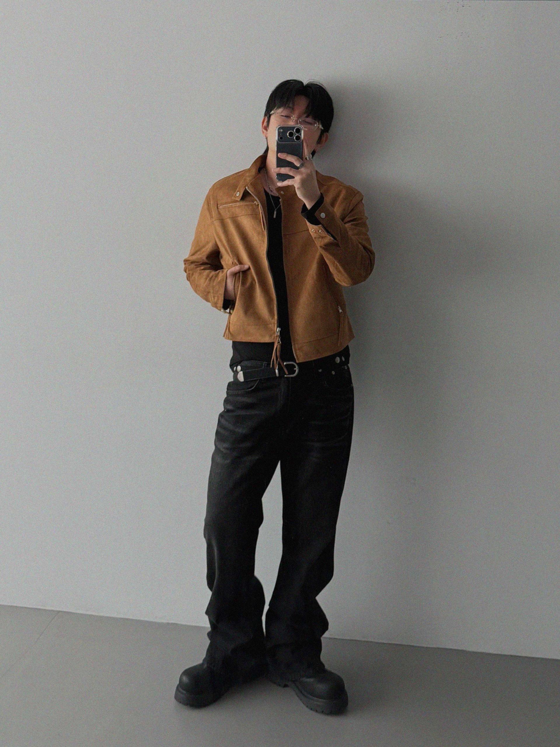 Biker suede crop jacket