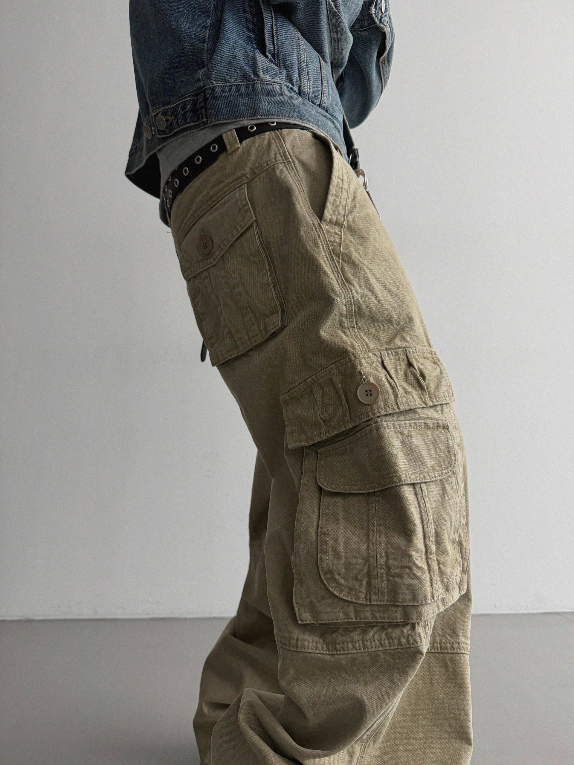 Ampty dyeing wide cargo pants