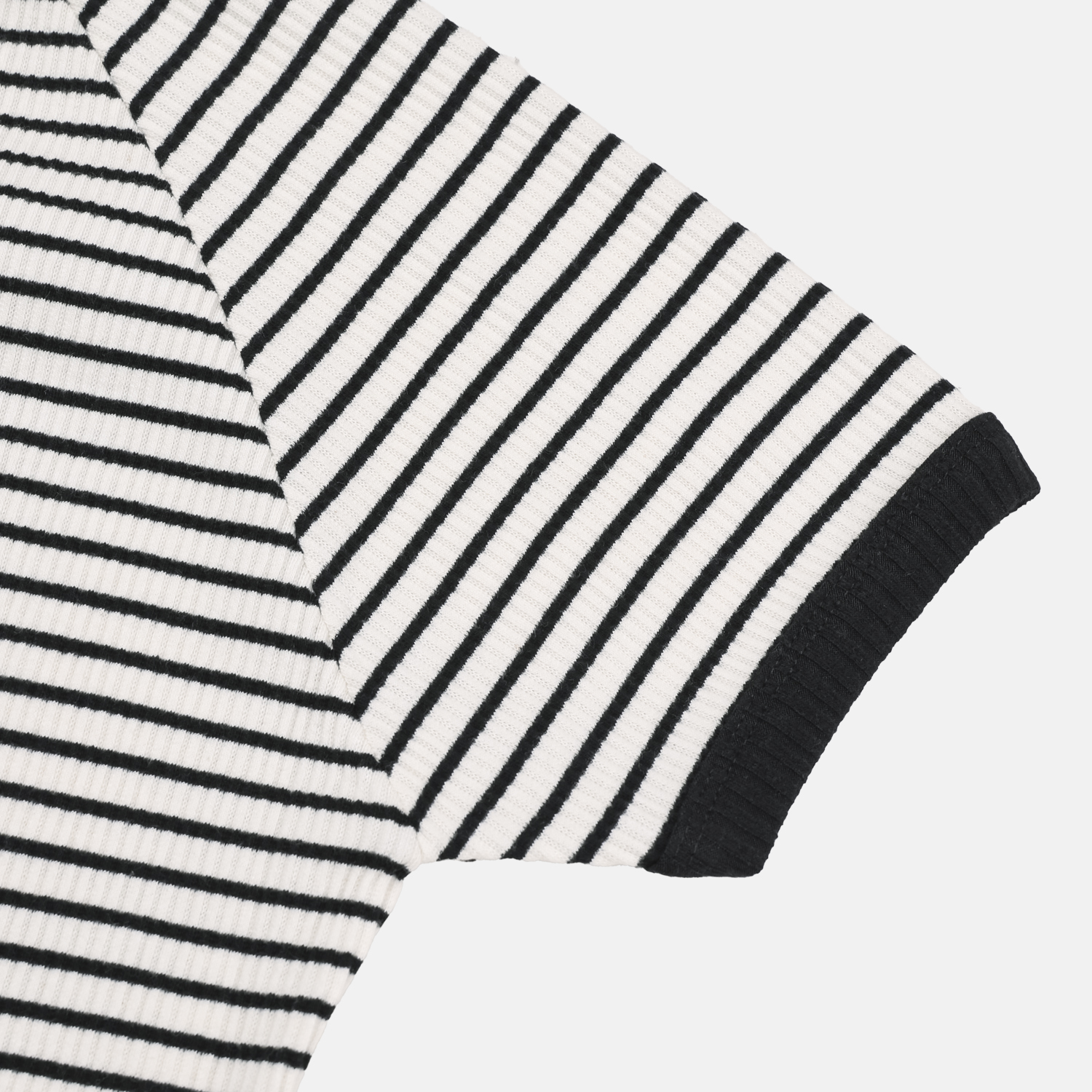 Ribbed stripe henley neck muscle half T