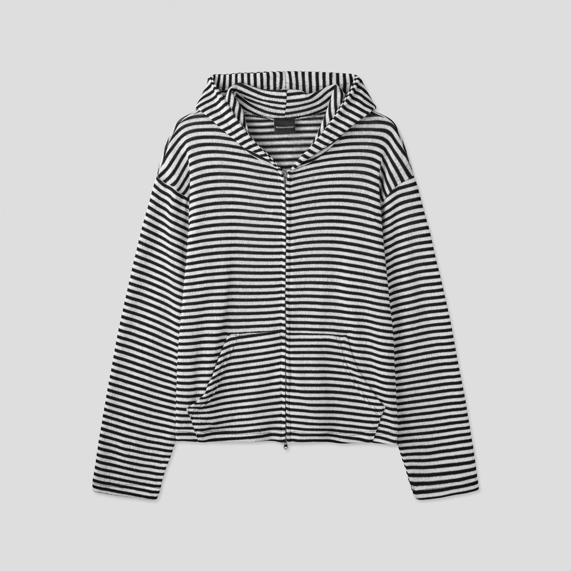 Seide stripe crop hood zip-up