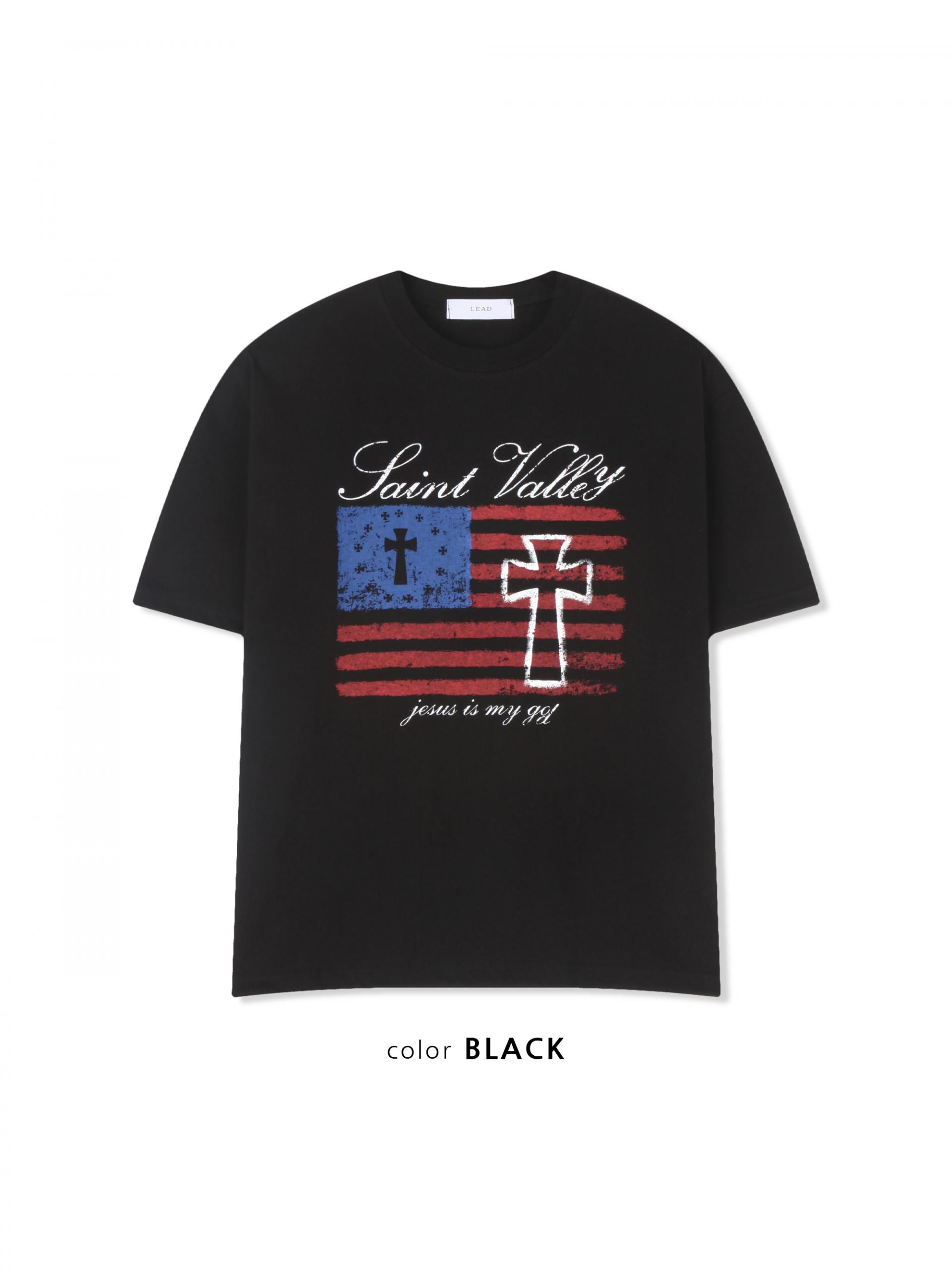 Cross and Stripes crop half t