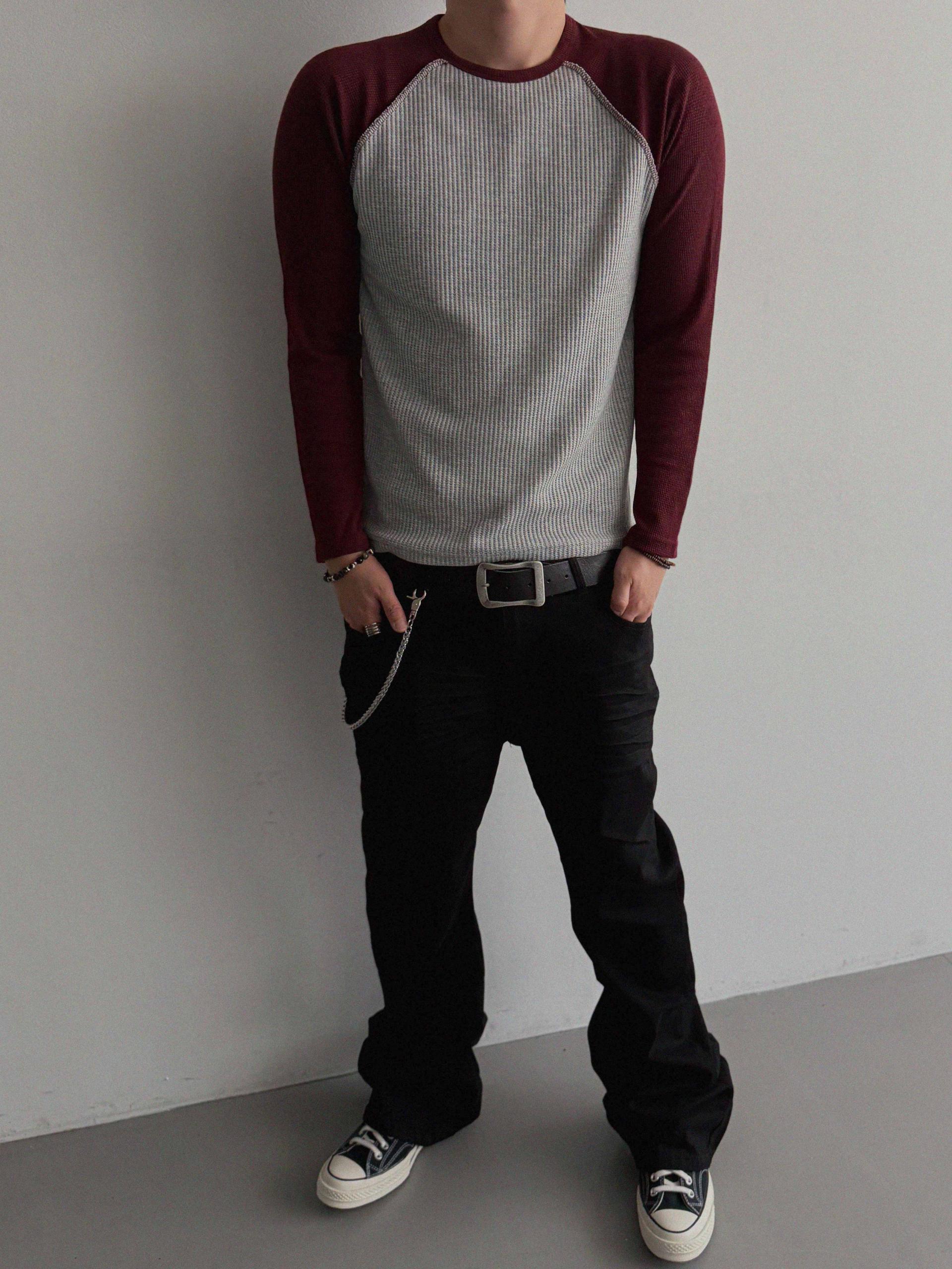 Tukhines waffle slim raglan t