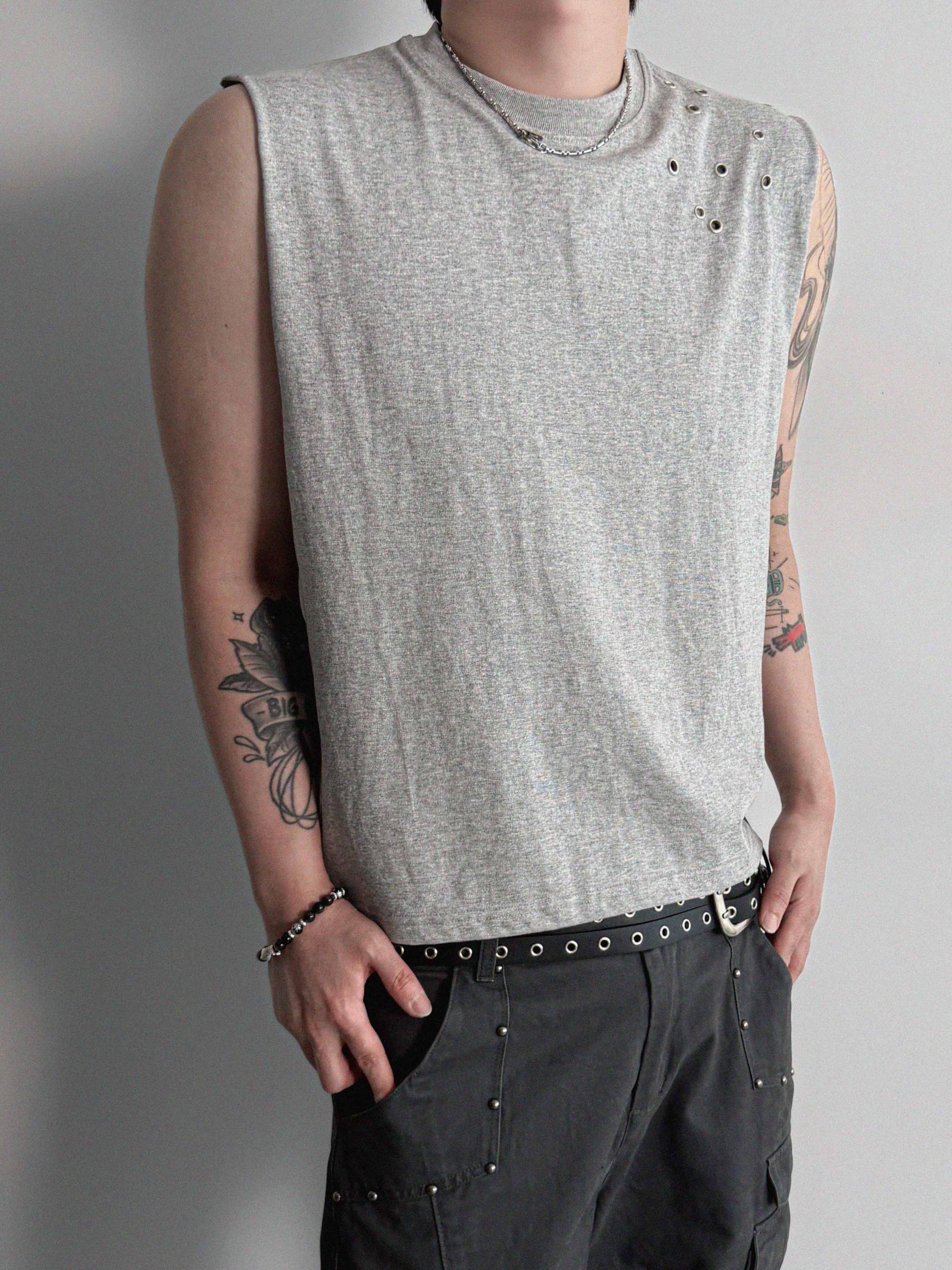 Eyelet shoulder crop sleeveless