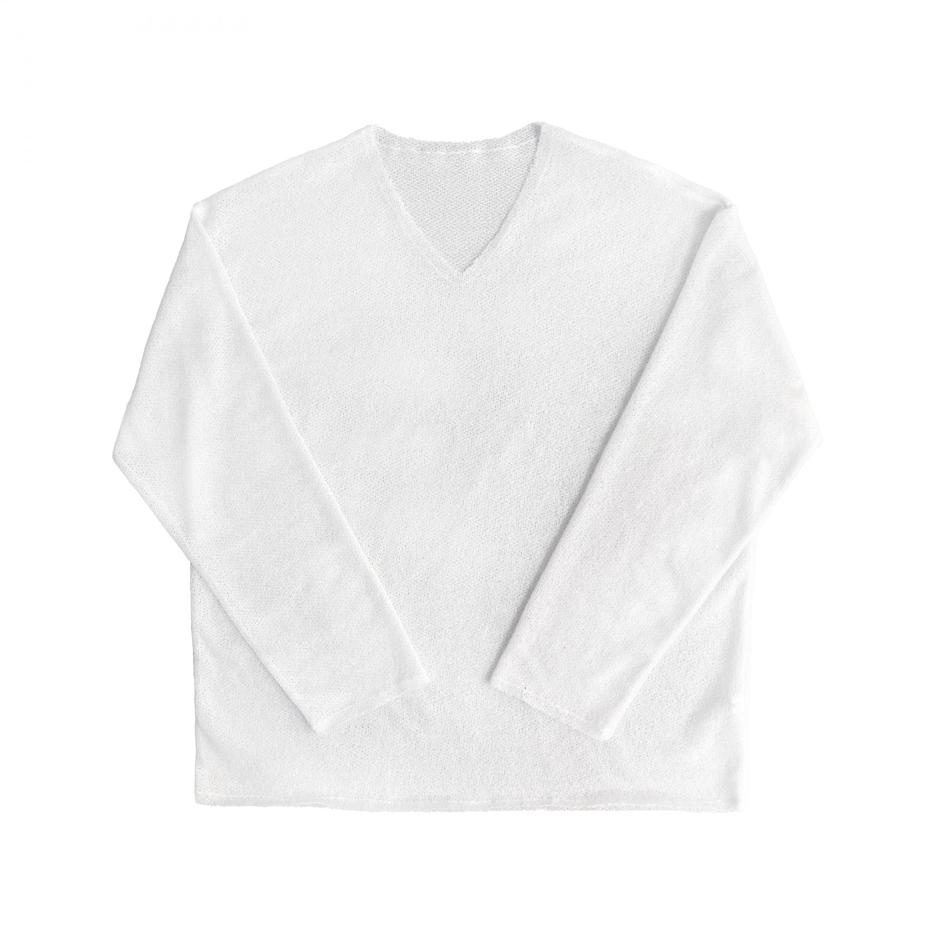 Linen v neck cut out knit