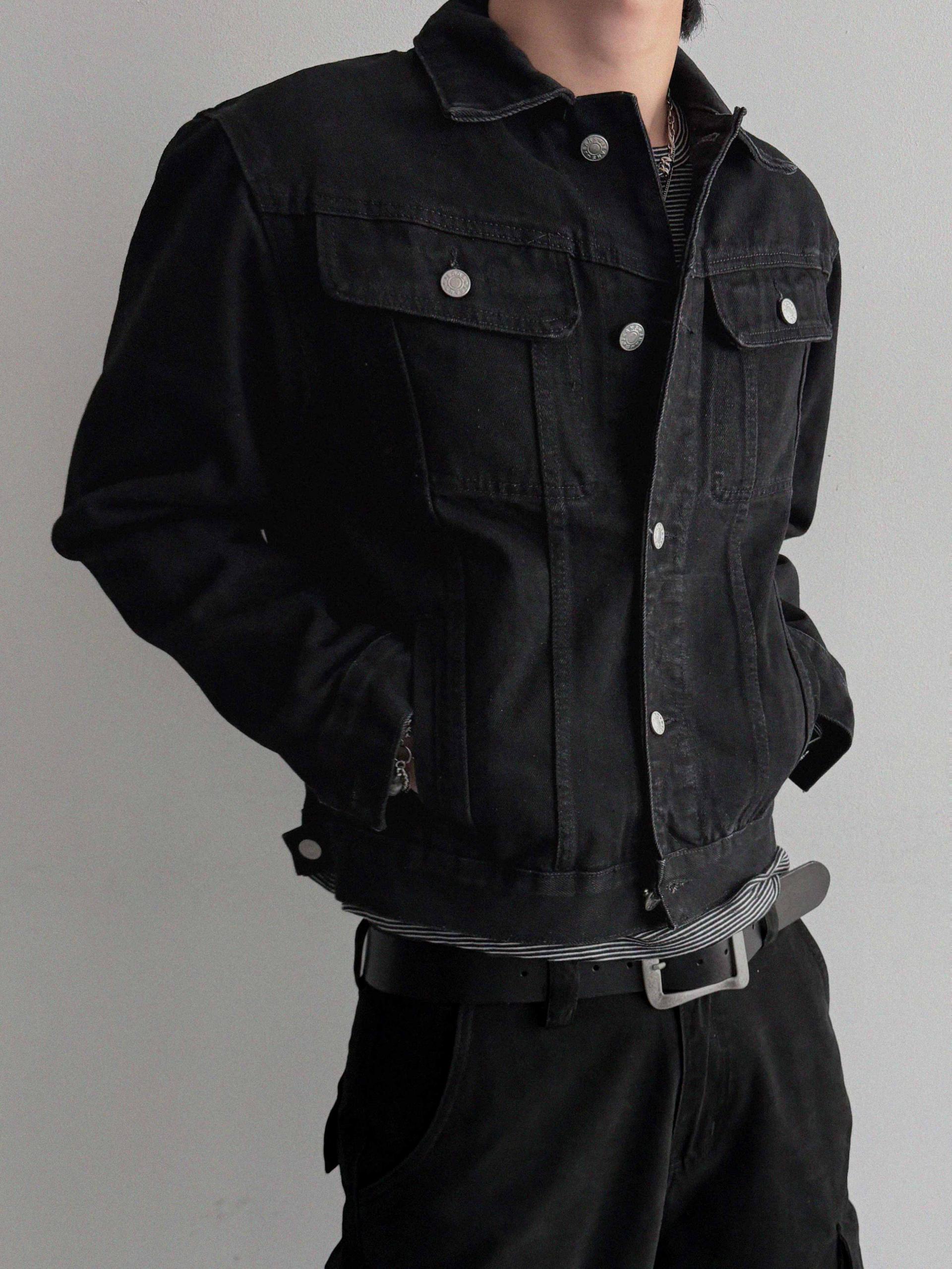 Minimal basic crop denim jacket