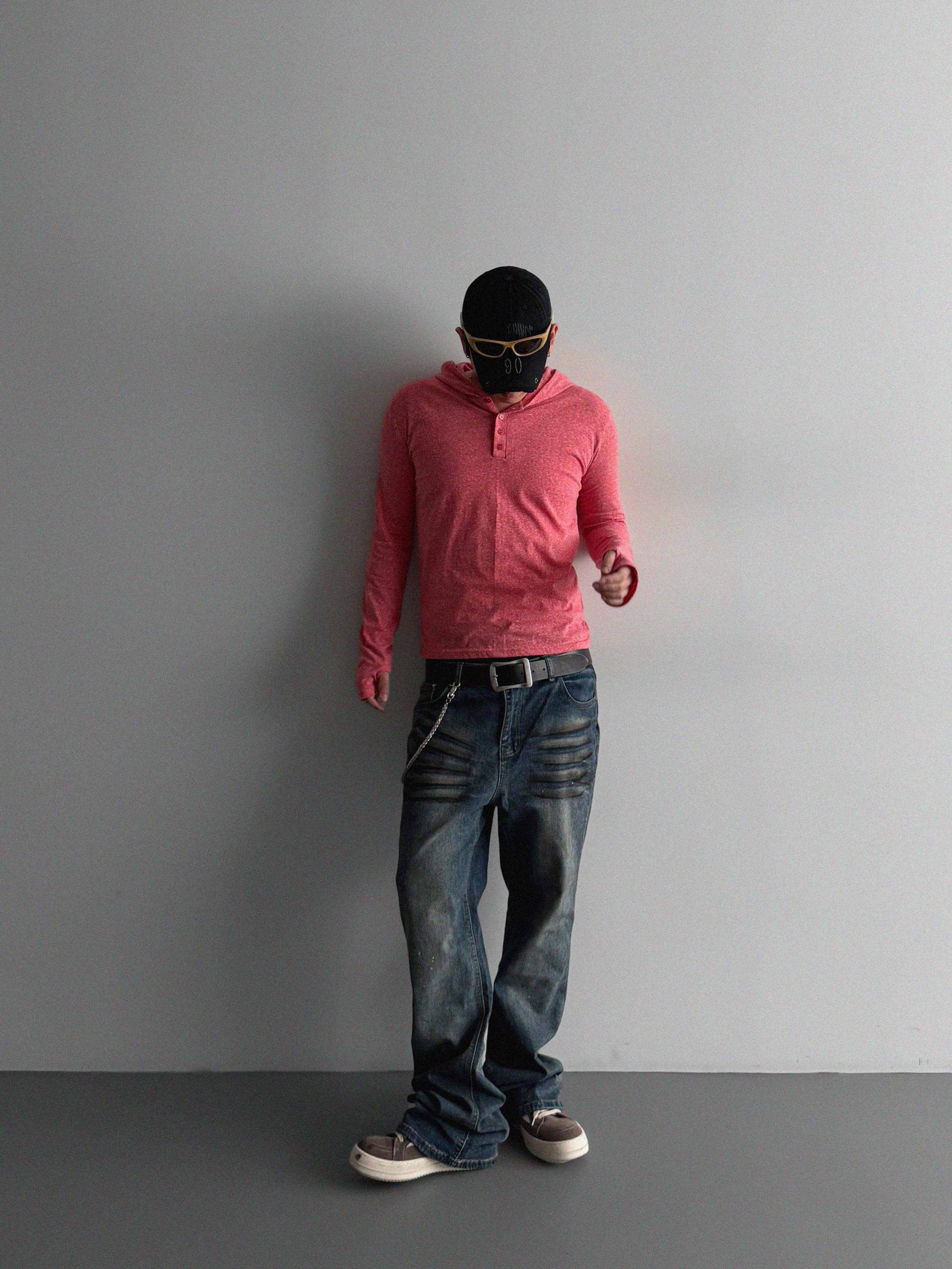 Dirty washed sagging flare jeans