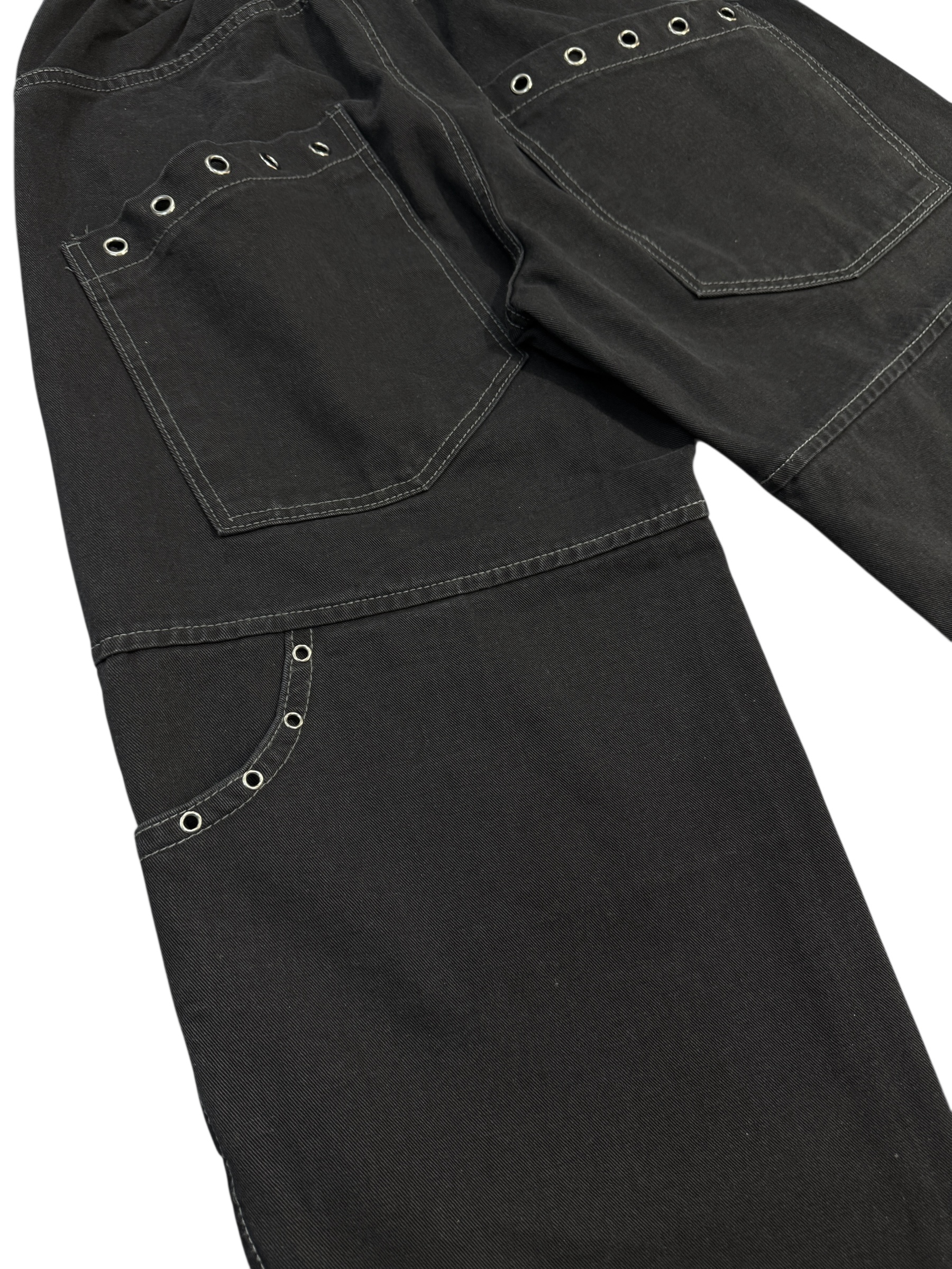 Eyelet pocket balloon denim pants