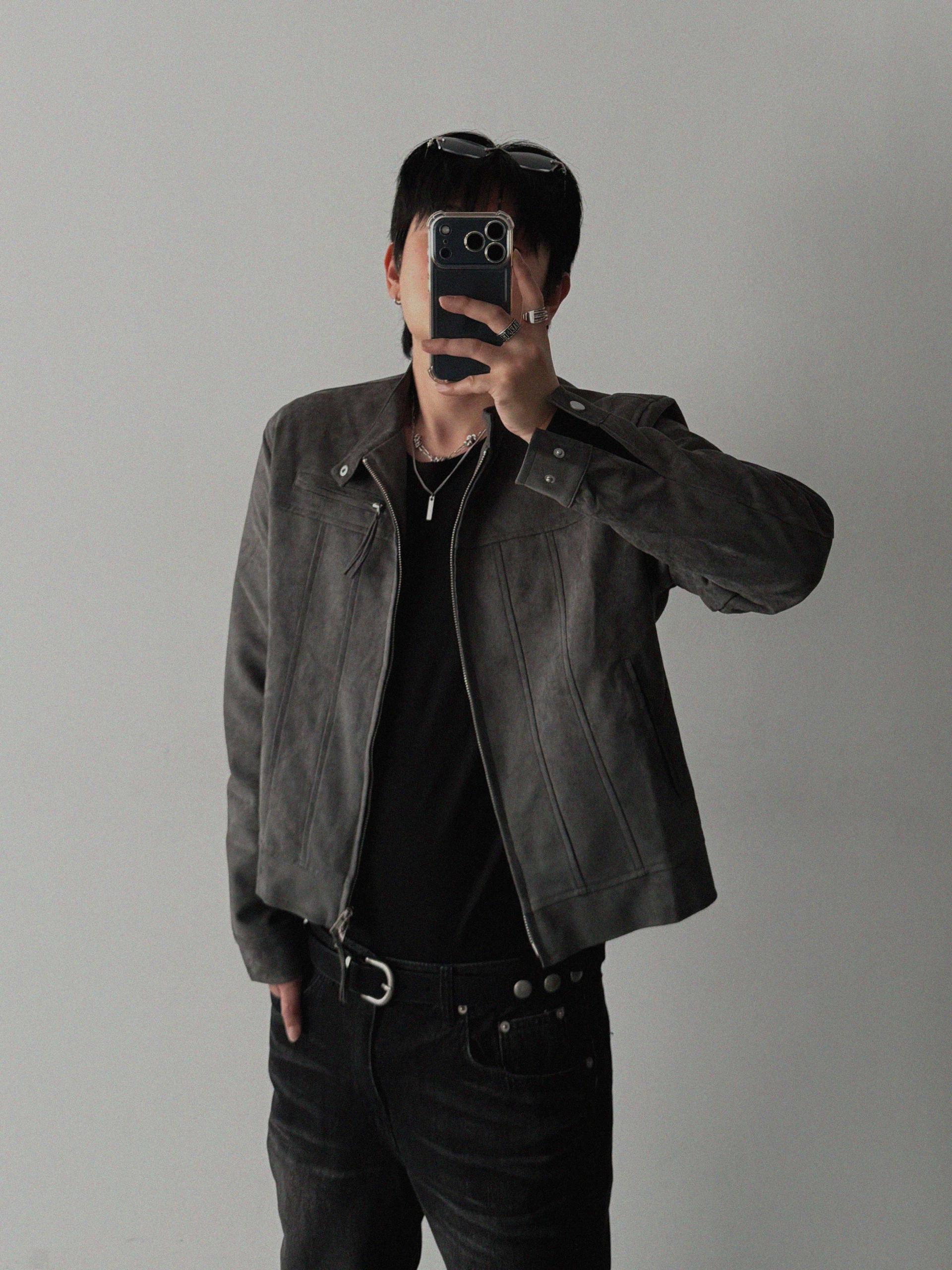 Lemans biker suede crop jacket