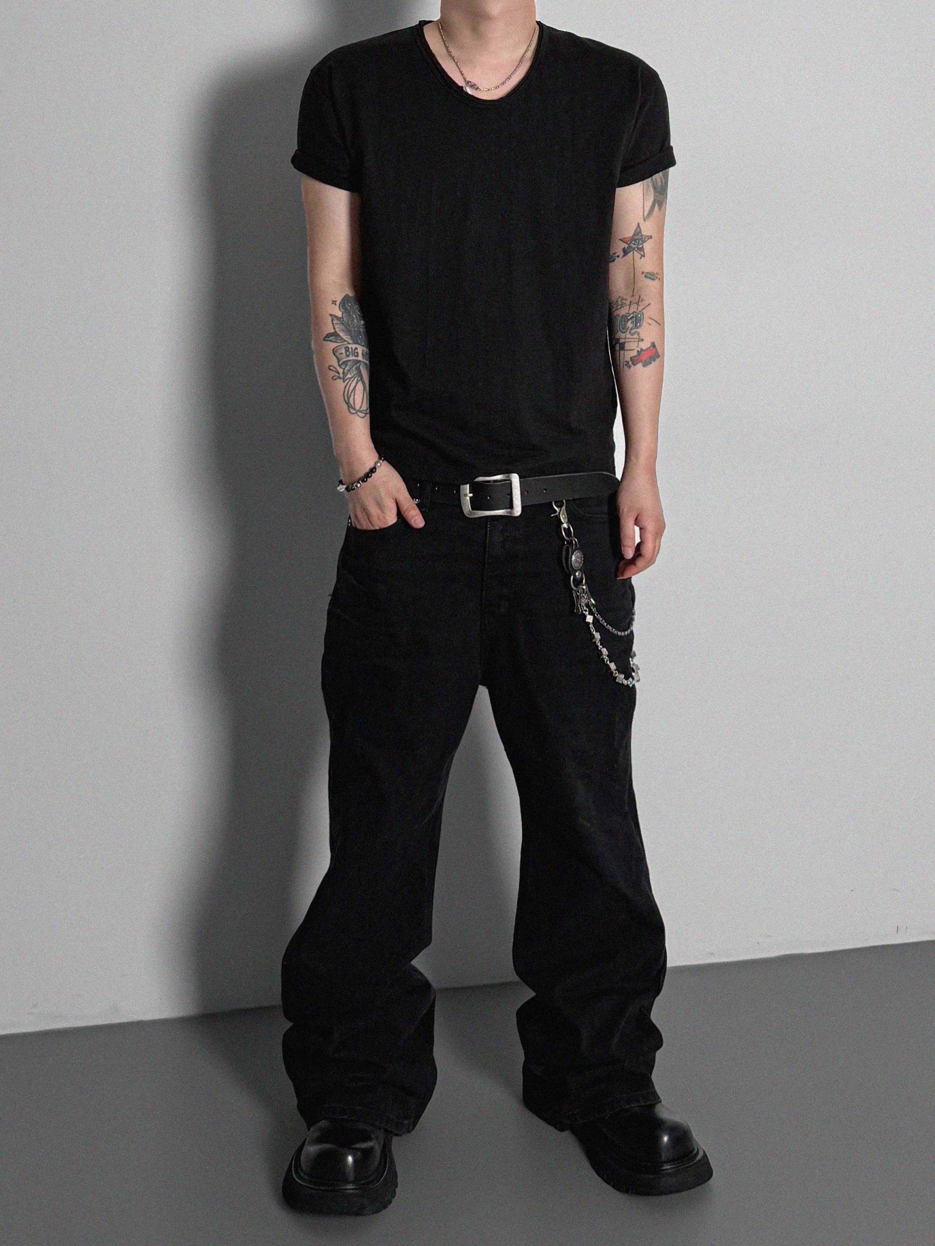 Slab cut u-neck half t