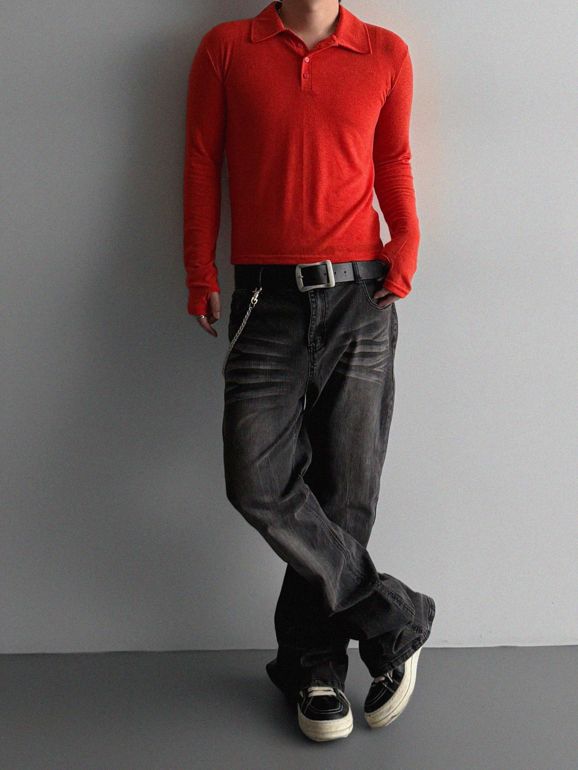 Slack sagging flare black jean