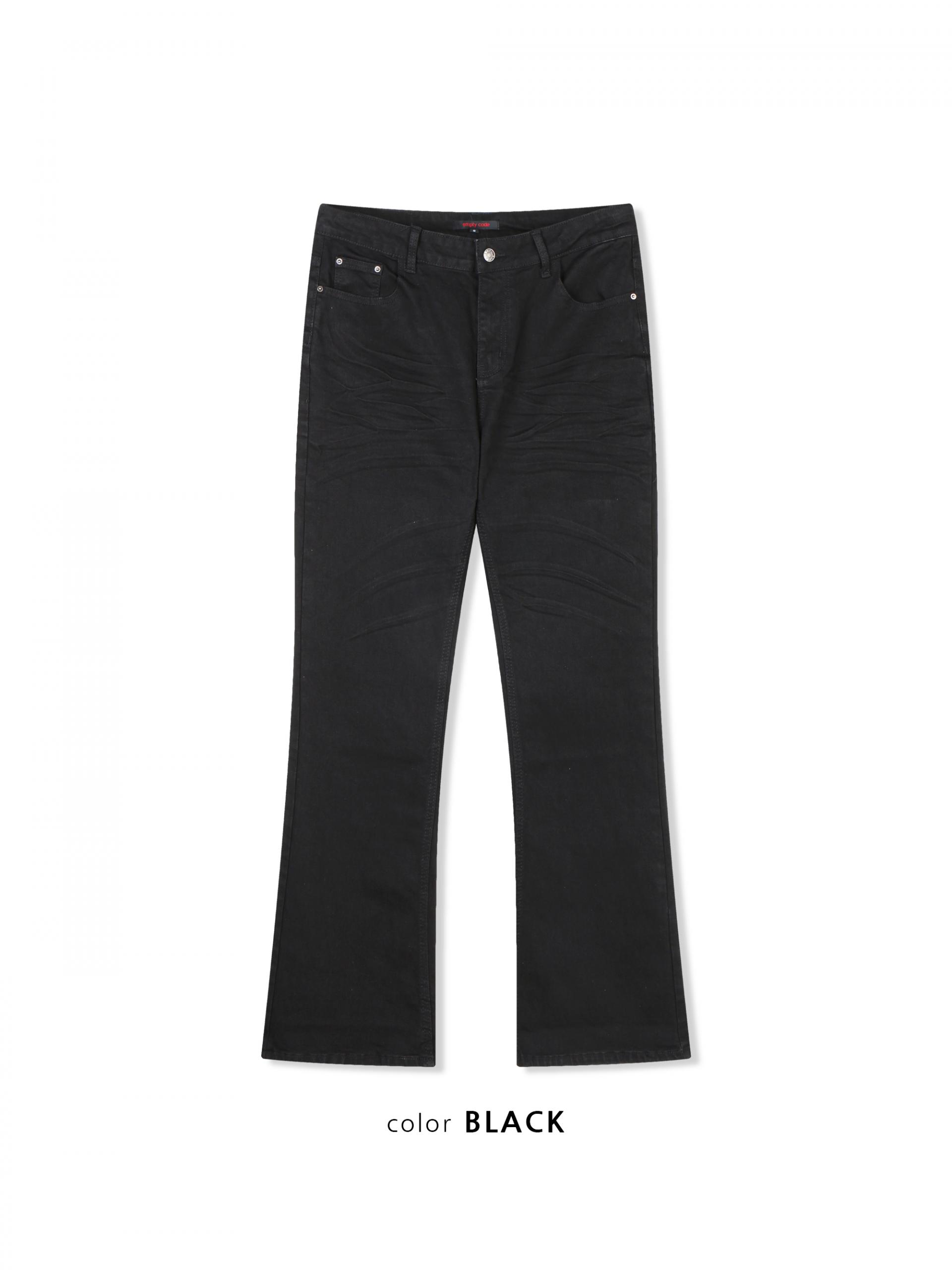 Dark embo sagging flare black jeans