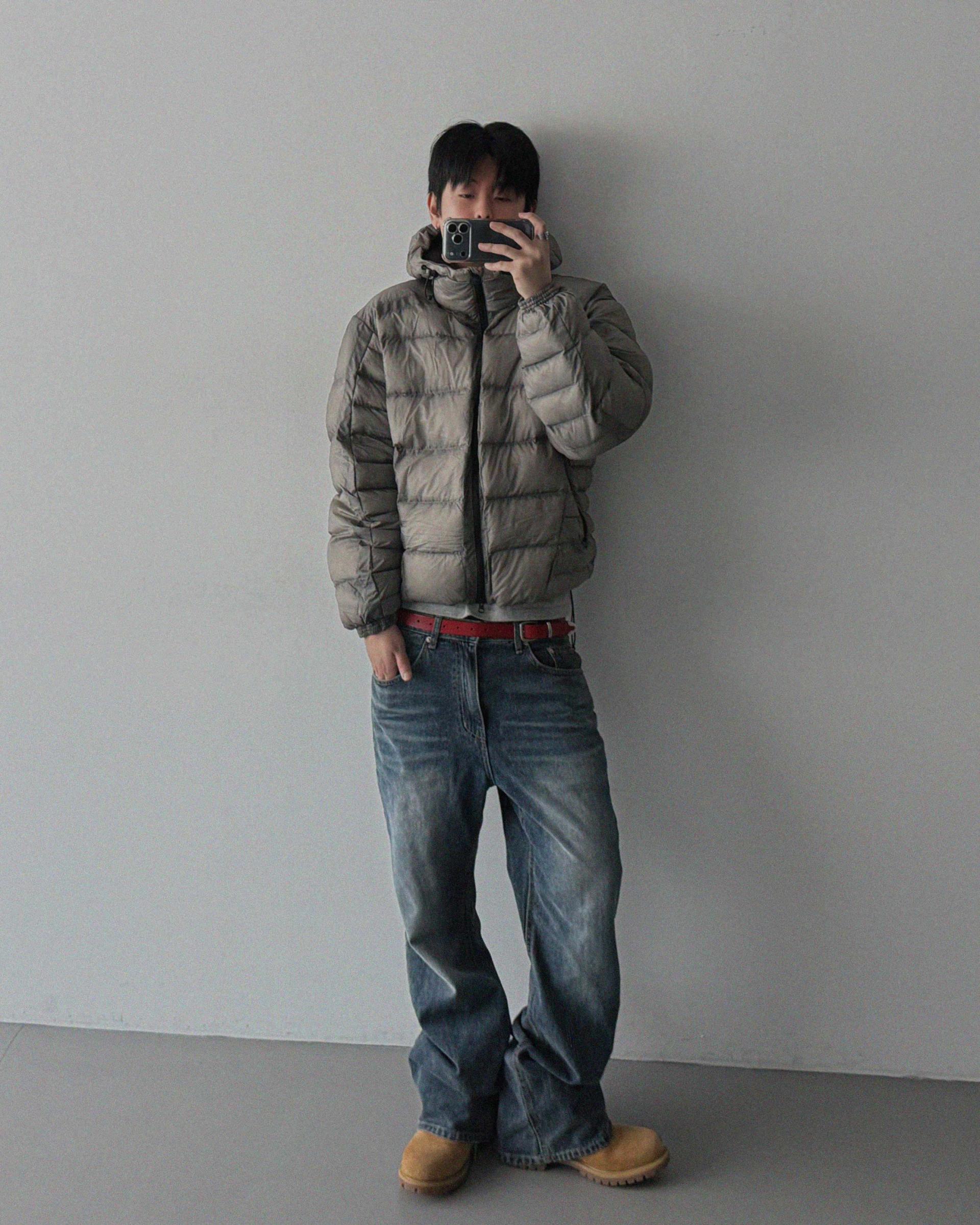 Deep brush flare denim pants