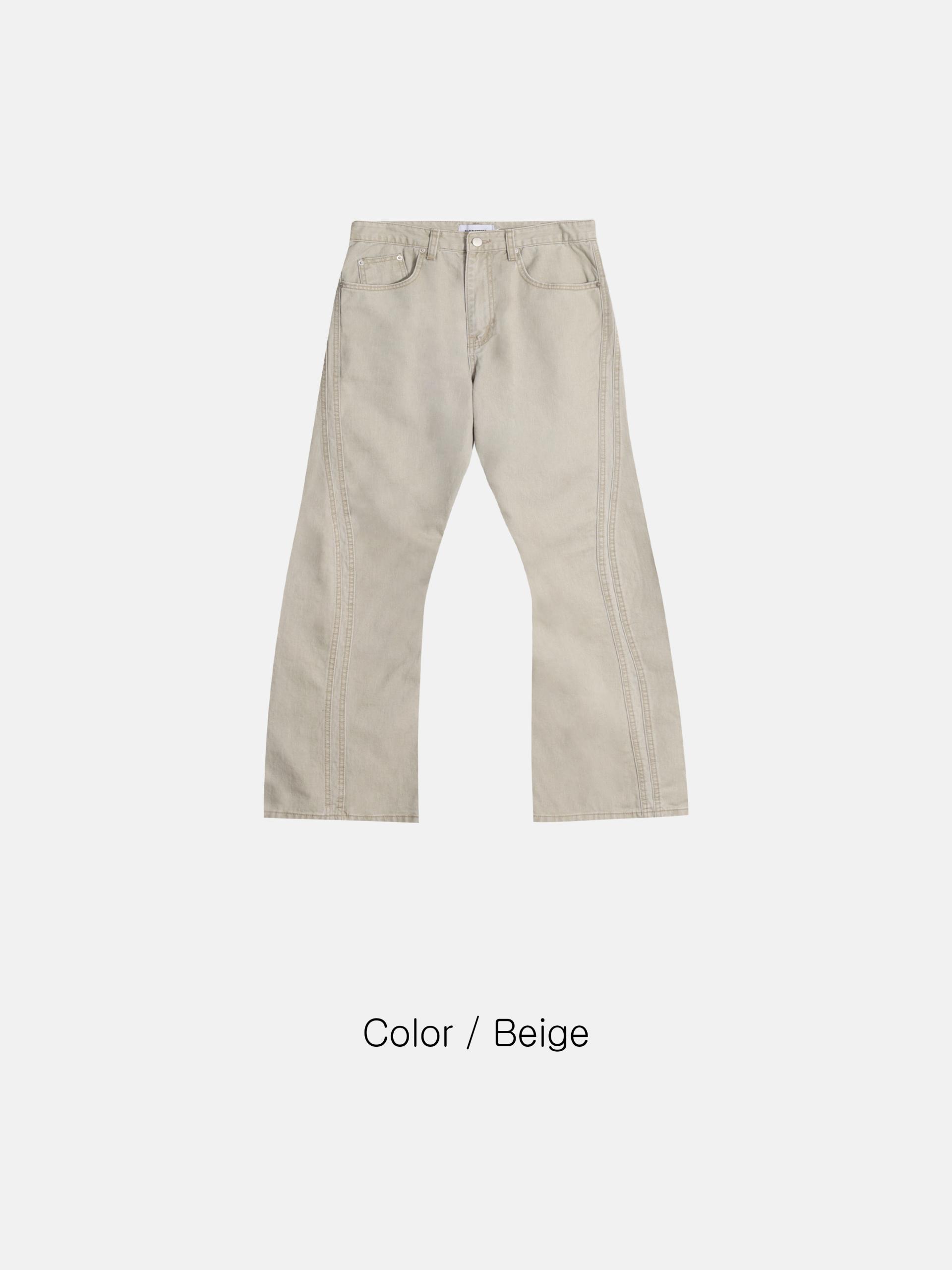 Double pocket curved flare pants