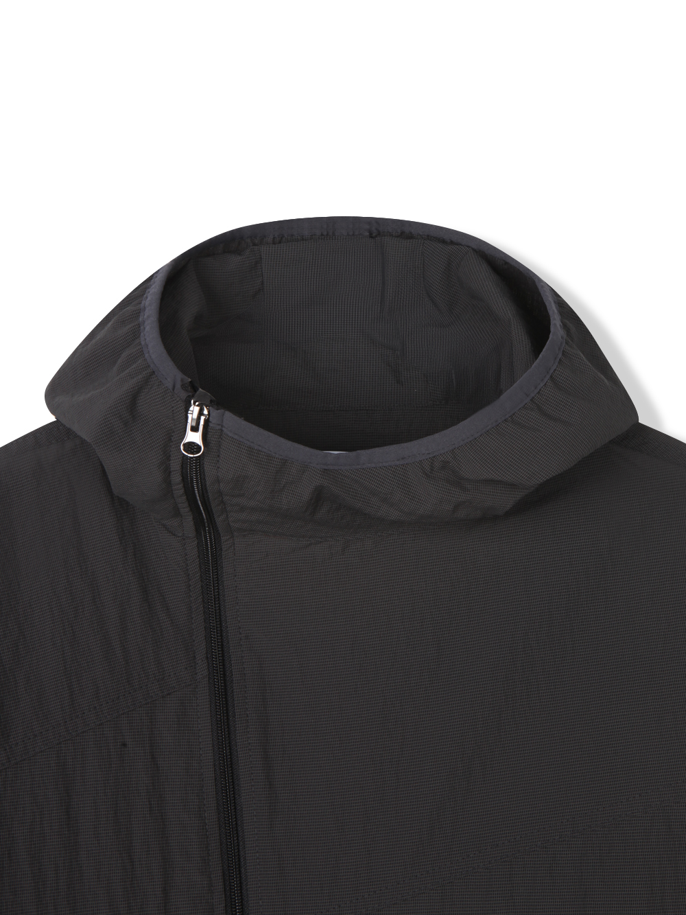 Summer diagonal zipper hood jacket