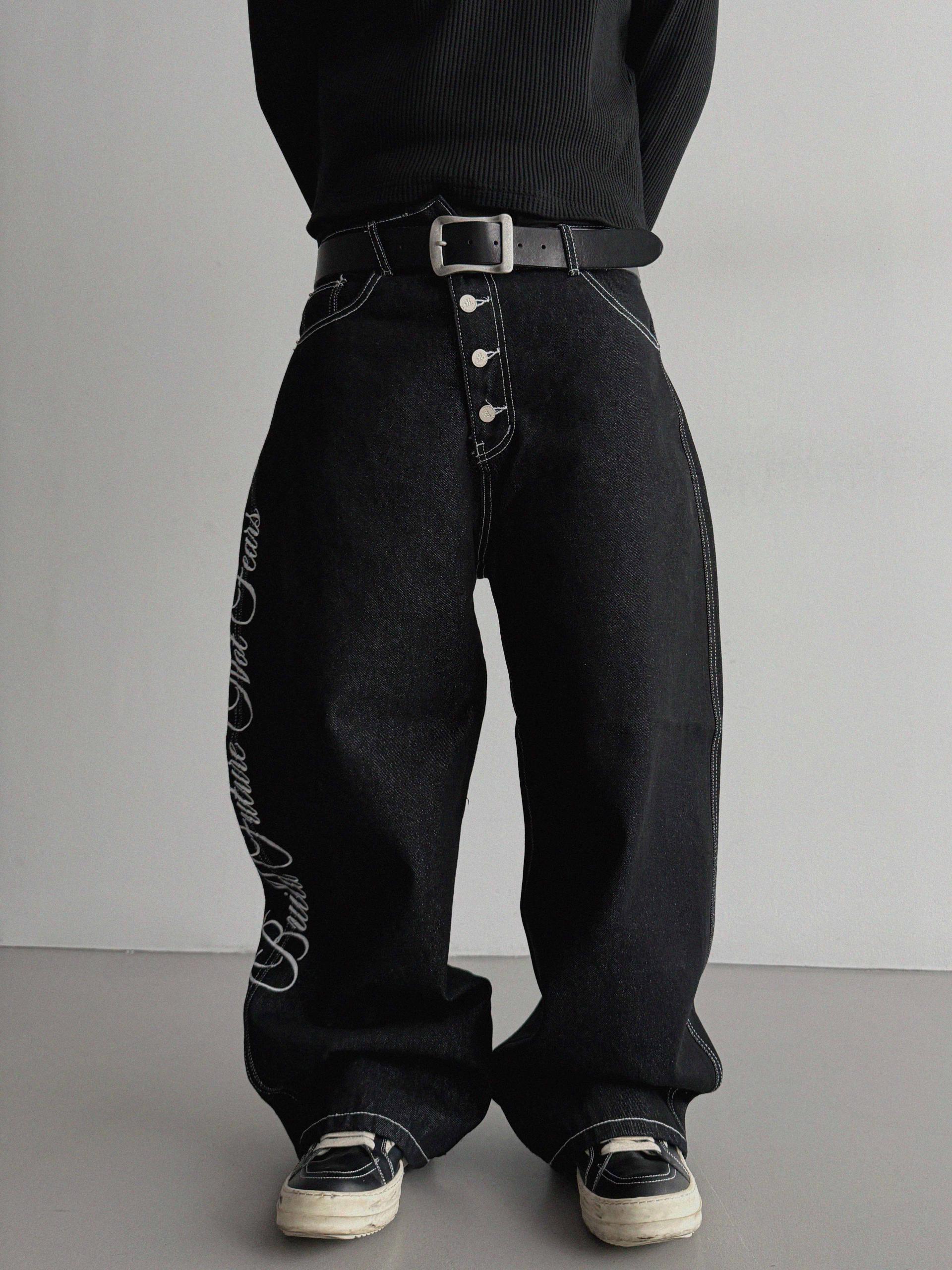 Horse non-fade embroidered denim pants