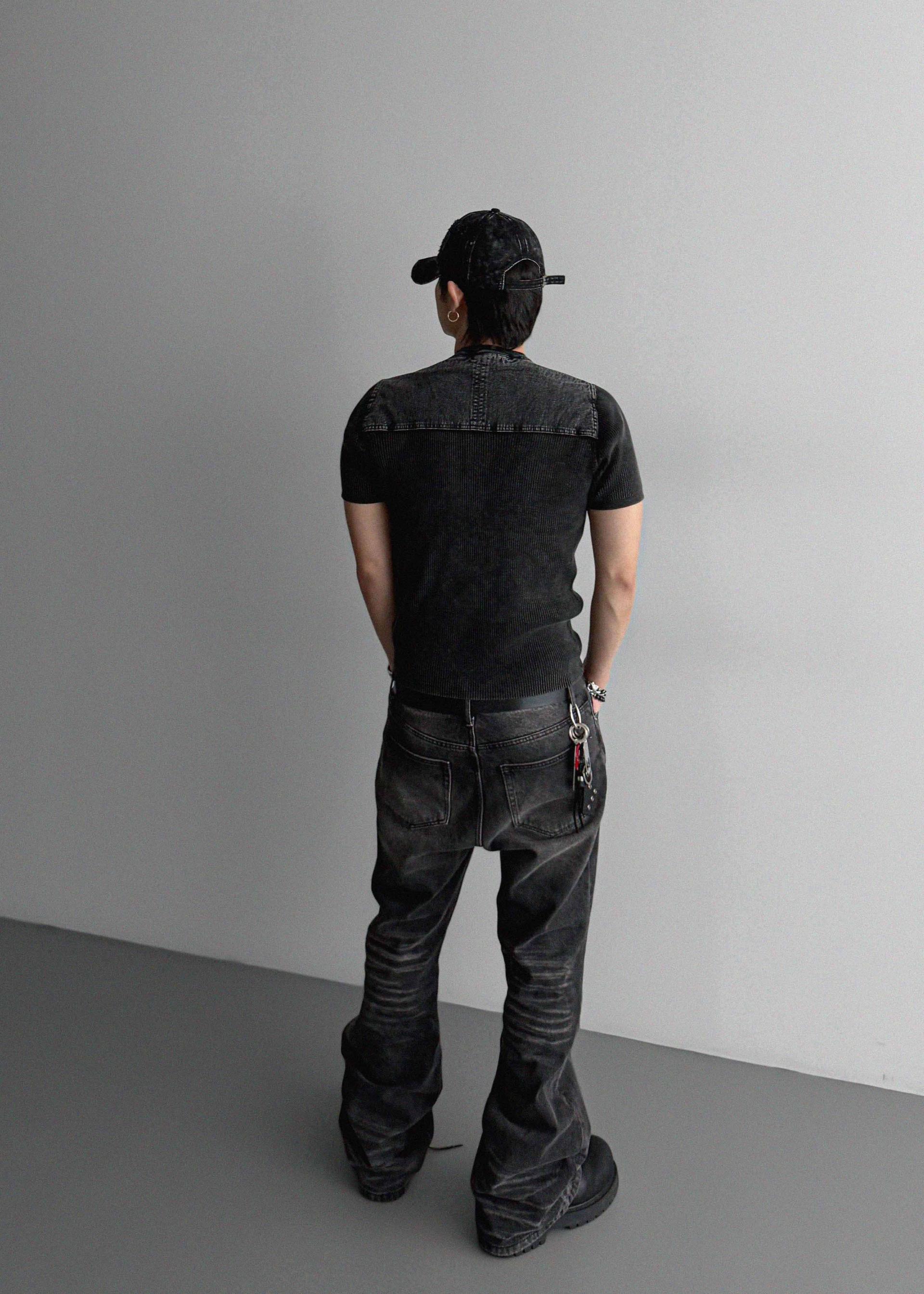 Pigment panel slim half knit