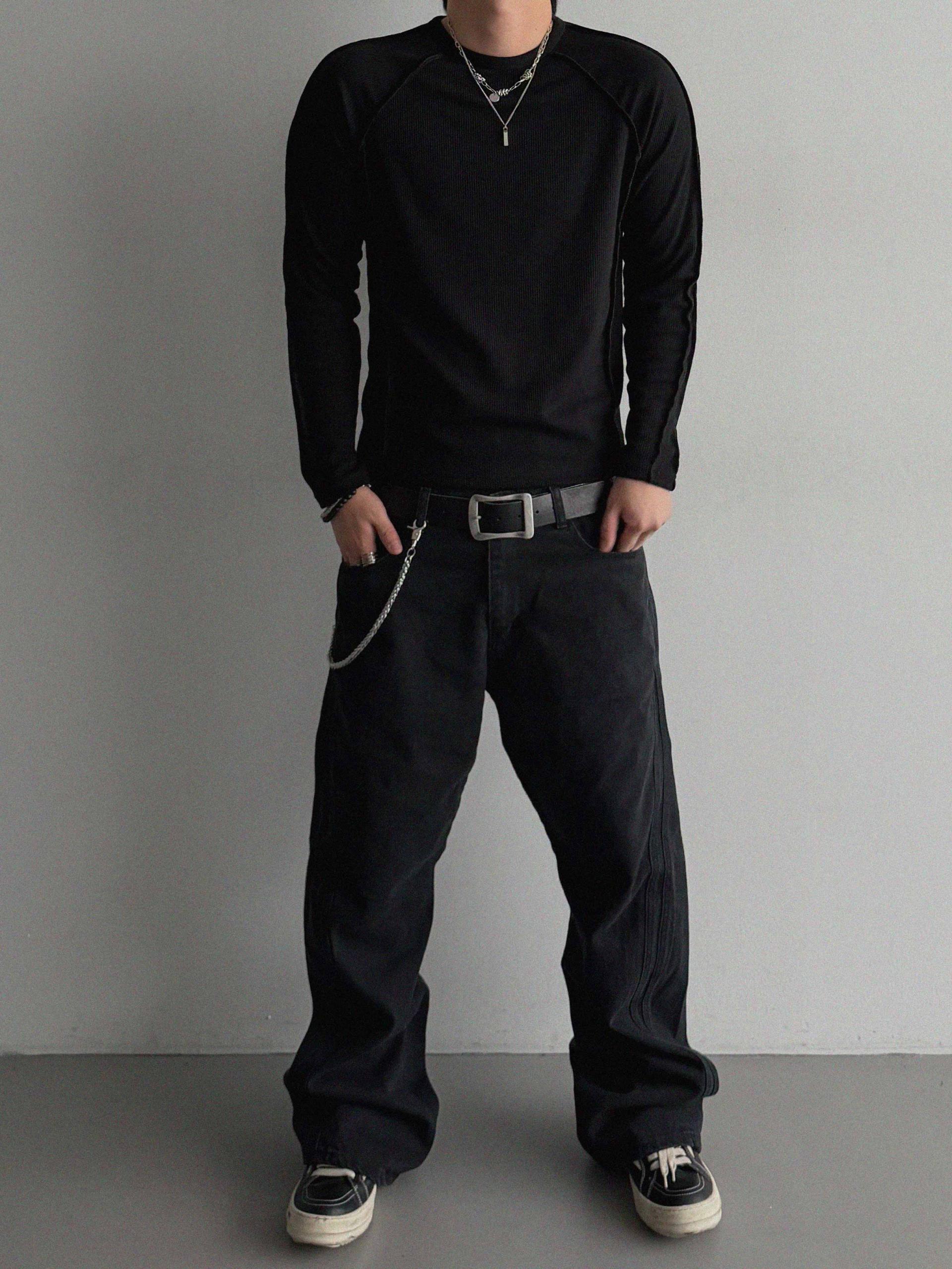 Outside Incision ribbed slim t