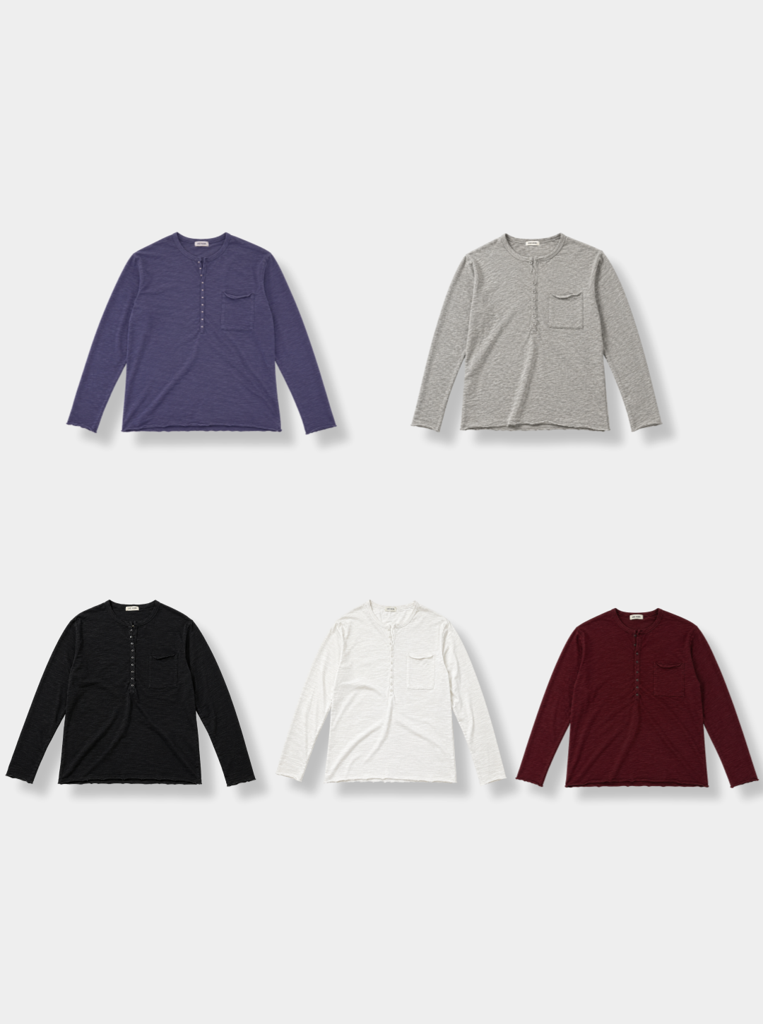 Button slub henley neck slim t