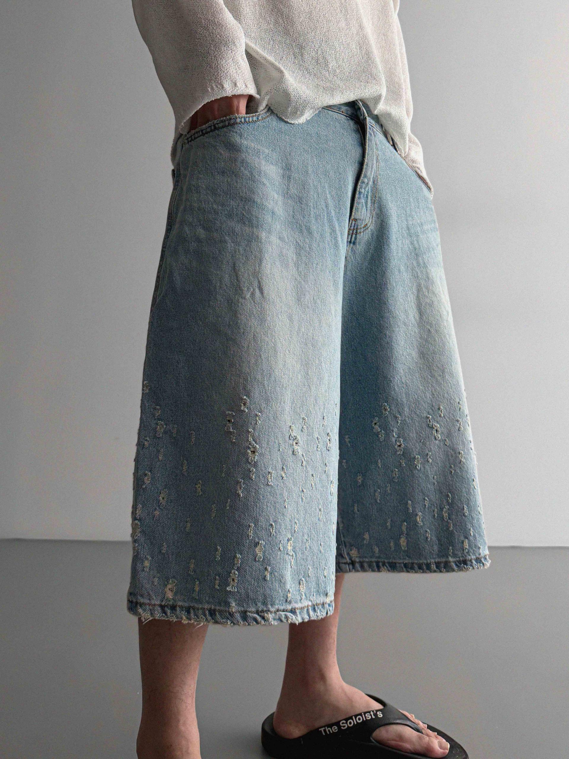 Bullet denim bermuda pants