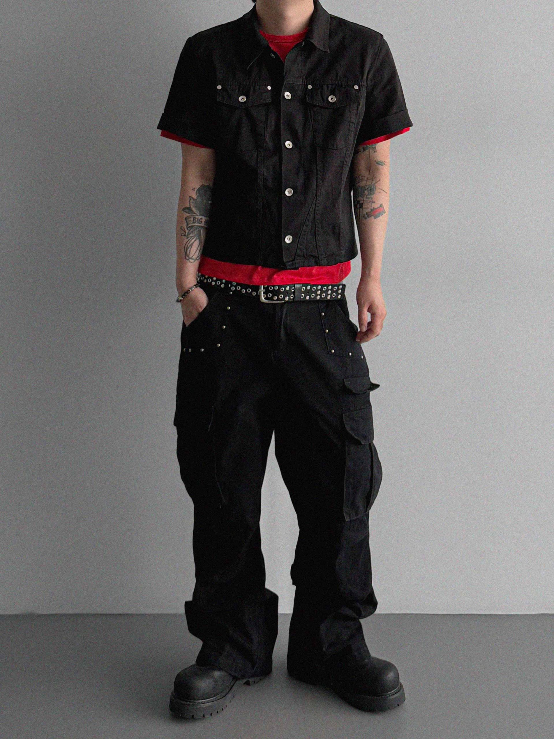 Slash denim half jacket