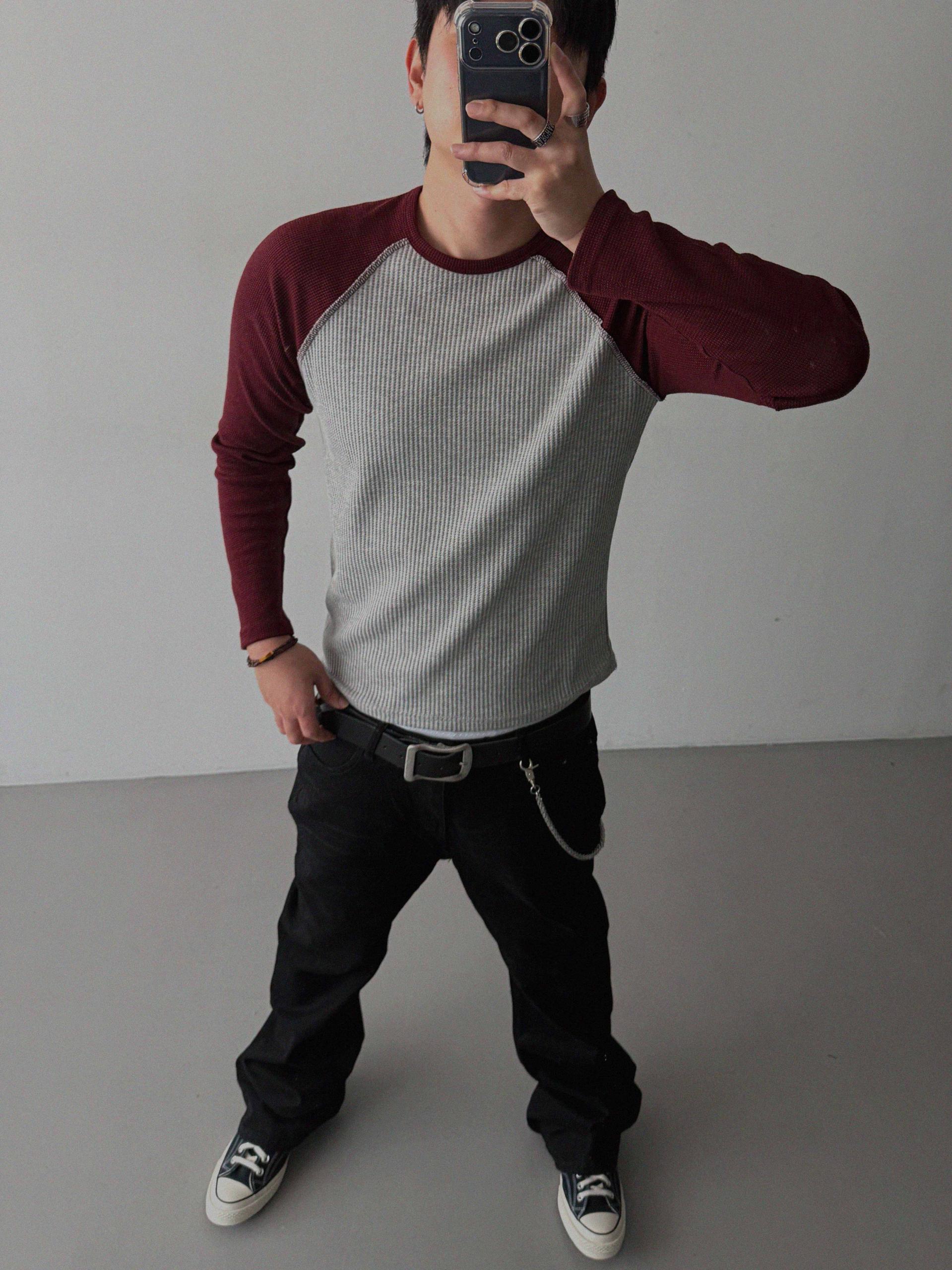 Tukhines waffle slim raglan t