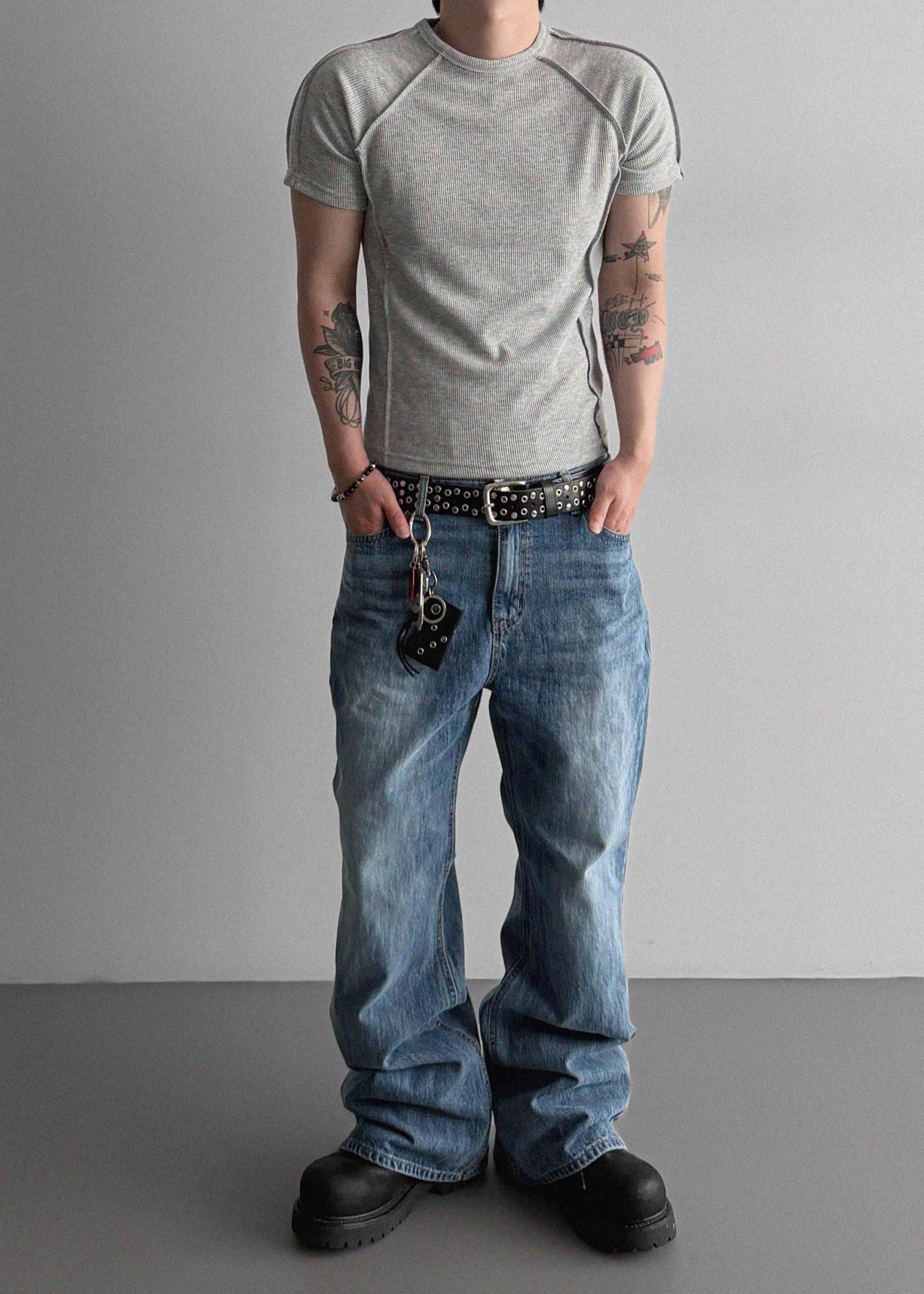 Outside incision ribbed muscle half t