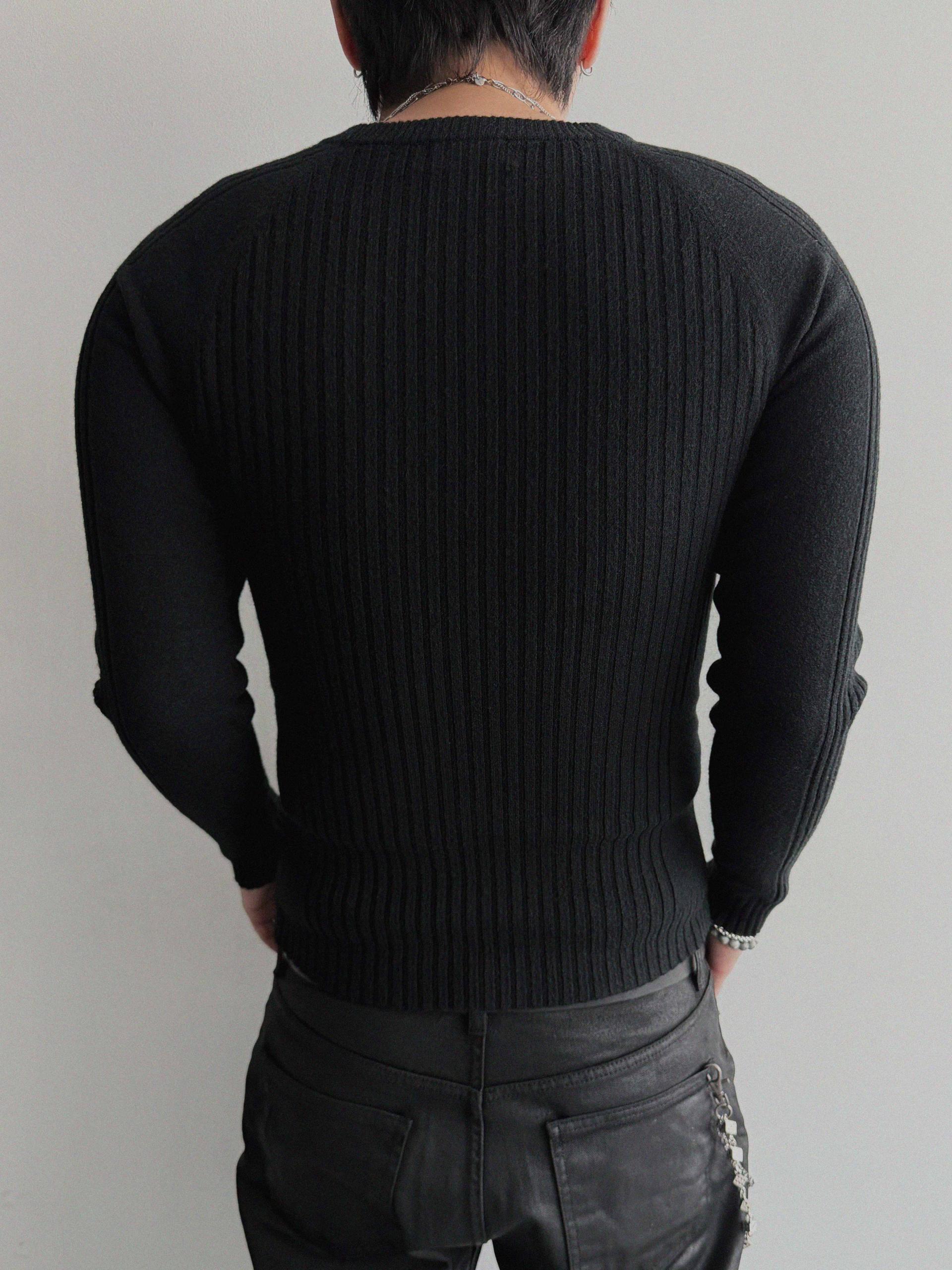 Irregular ribbed raglan muscle knit