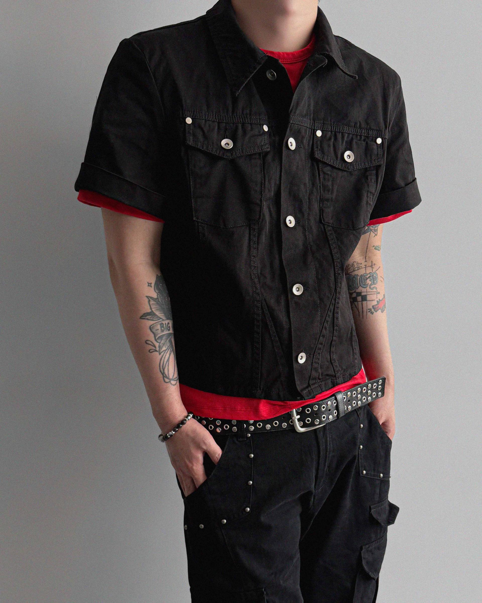 Slash denim half jacket