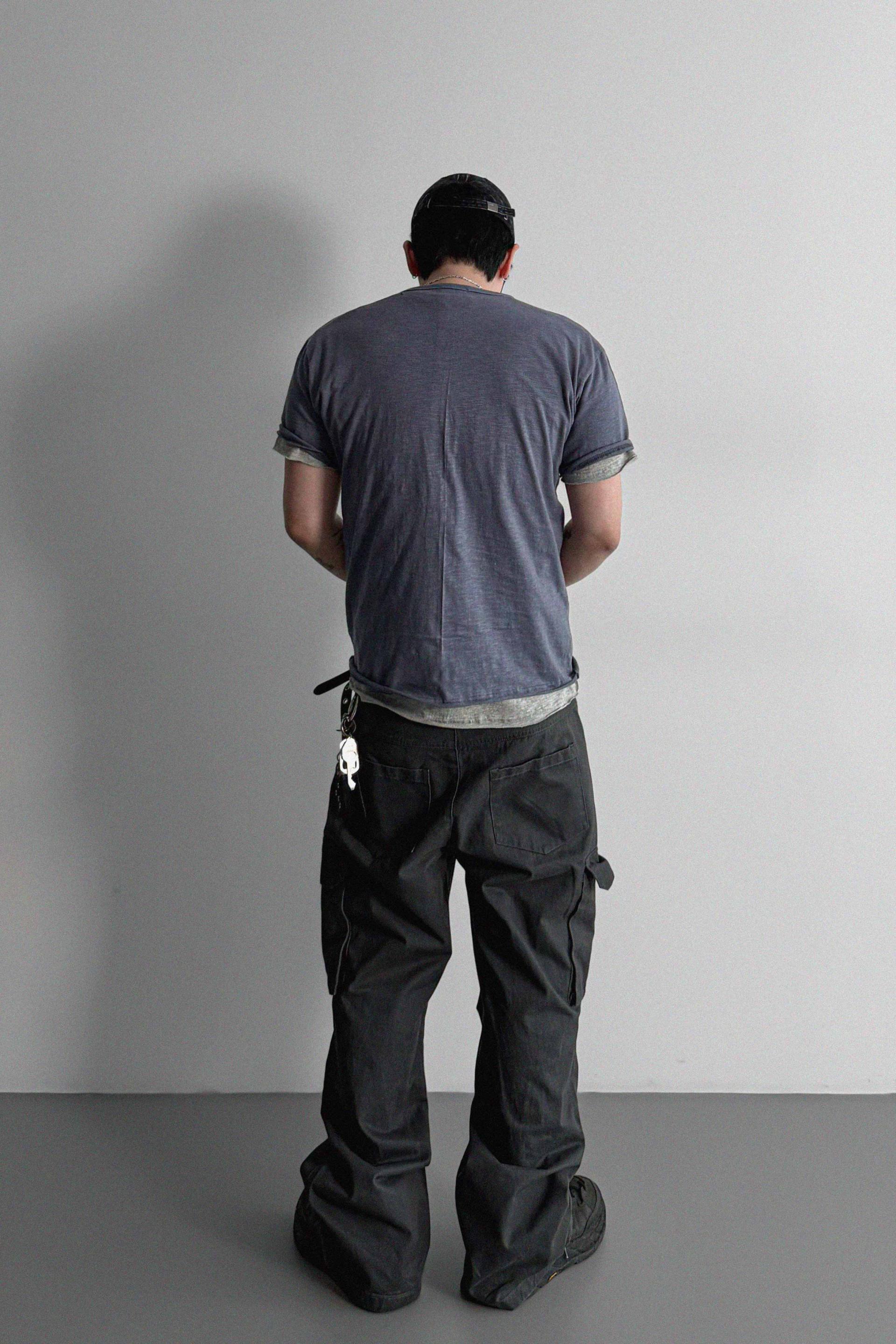 Dying stud cargo flared pants
