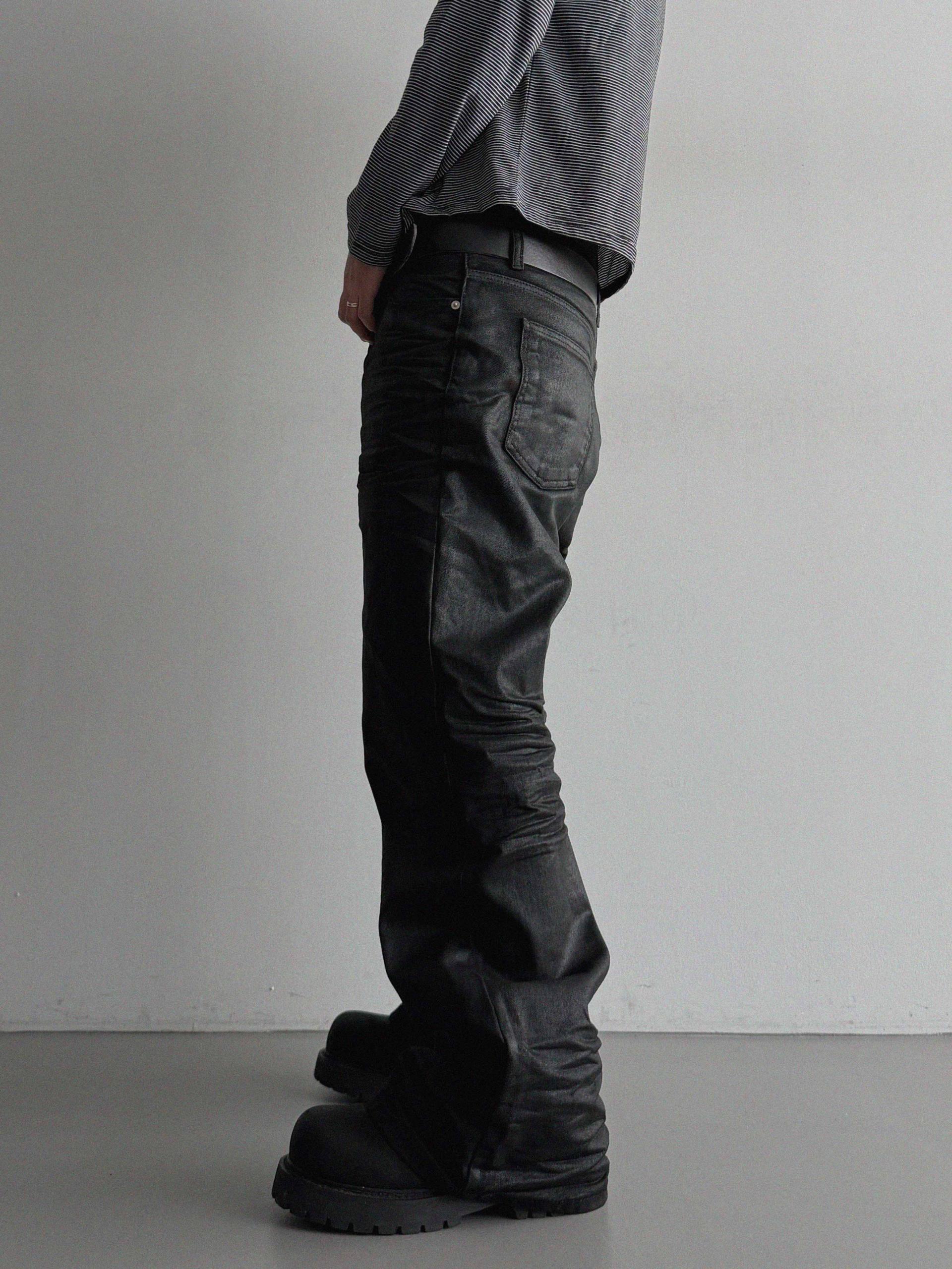 Embo coated semi flare pants
