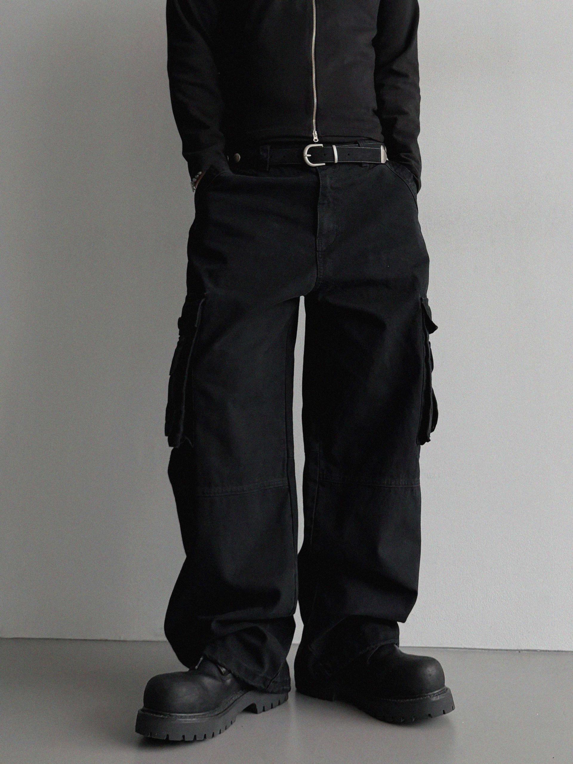 Ampty dyeing wide cargo pants