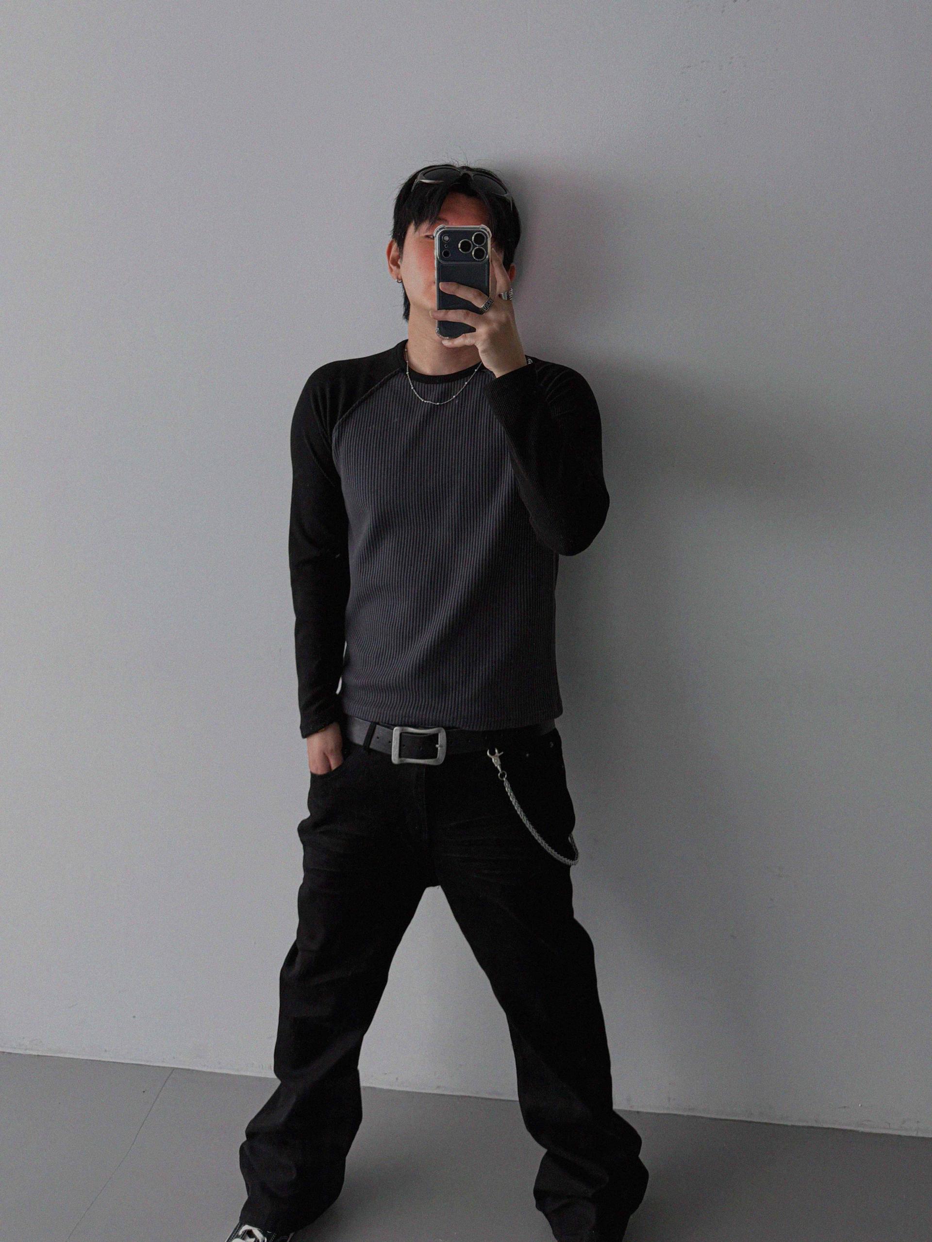 Tukhines waffle slim raglan t