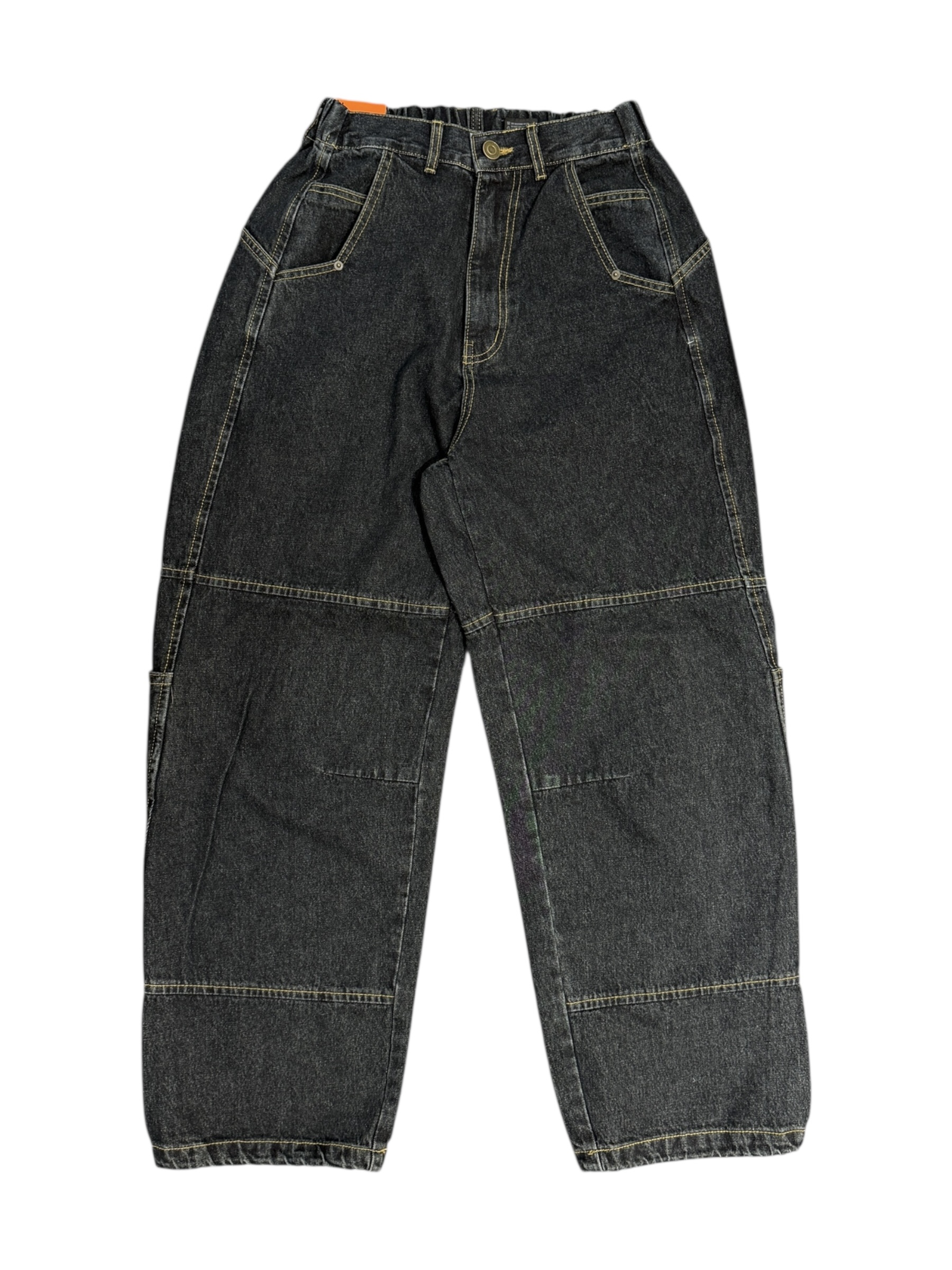 Eyelet pocket balloon denim pants