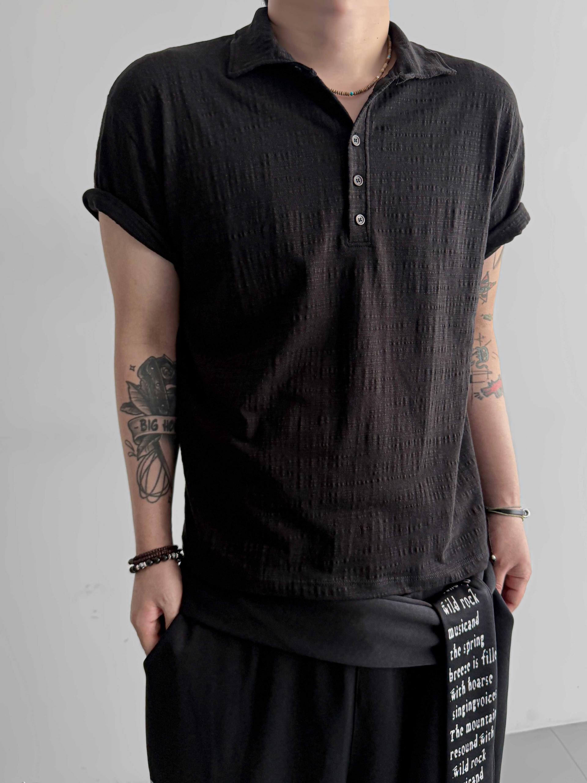 Slub collar half t