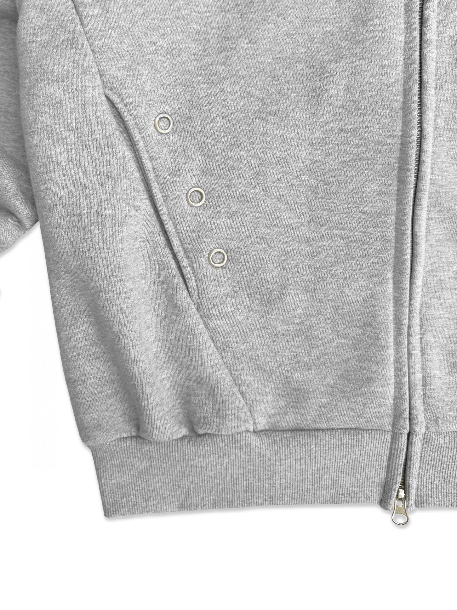Broken eyelet crop hoodie zip-up
