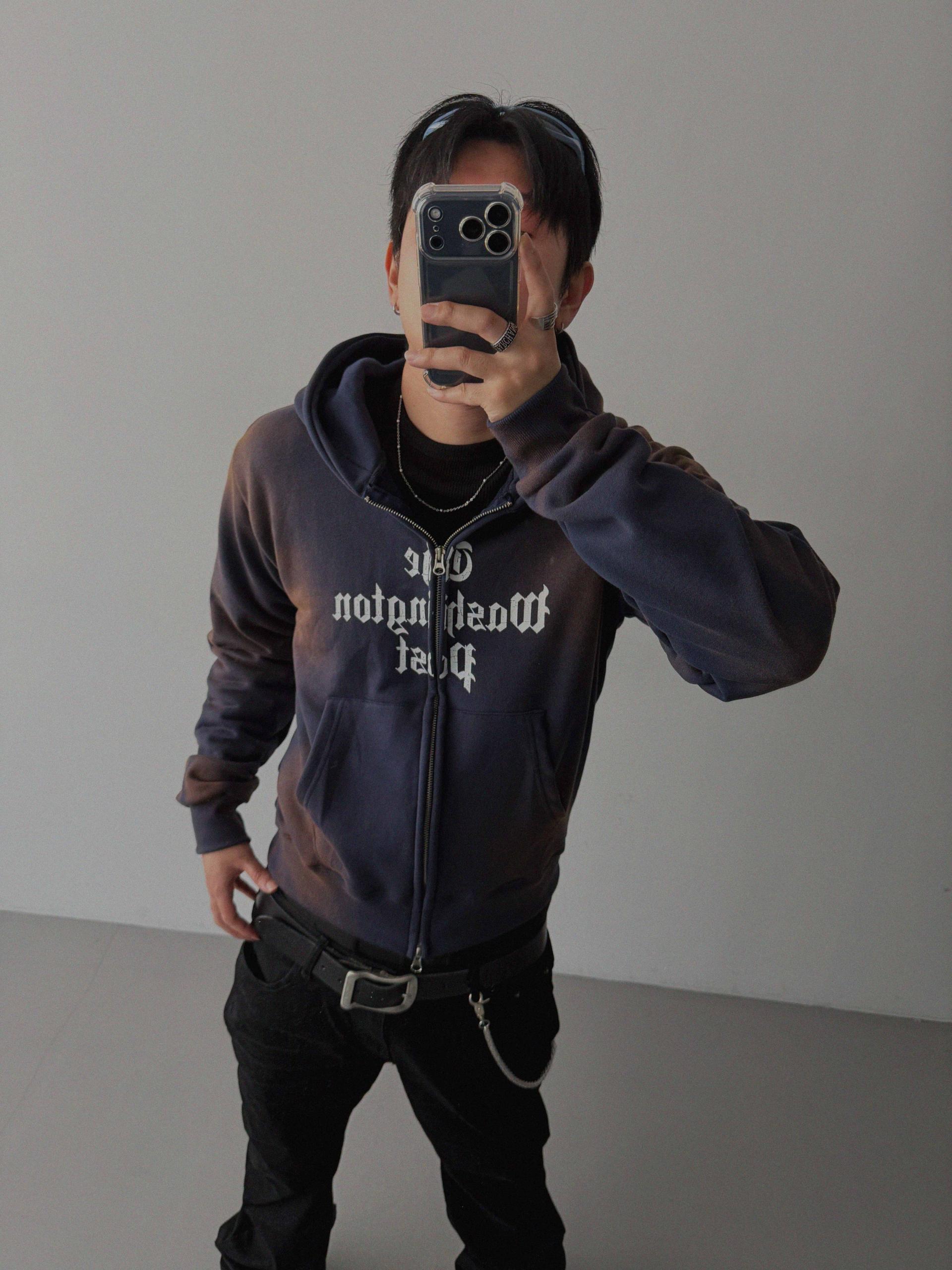 Washington crop hoodie zip-up