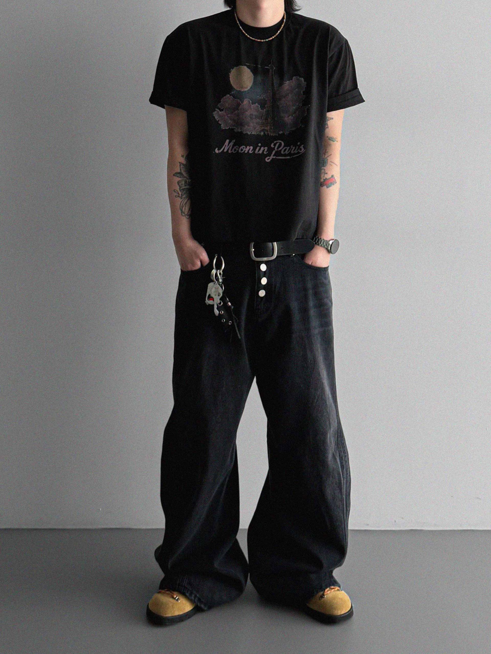 Cachion twisted wide denim pants