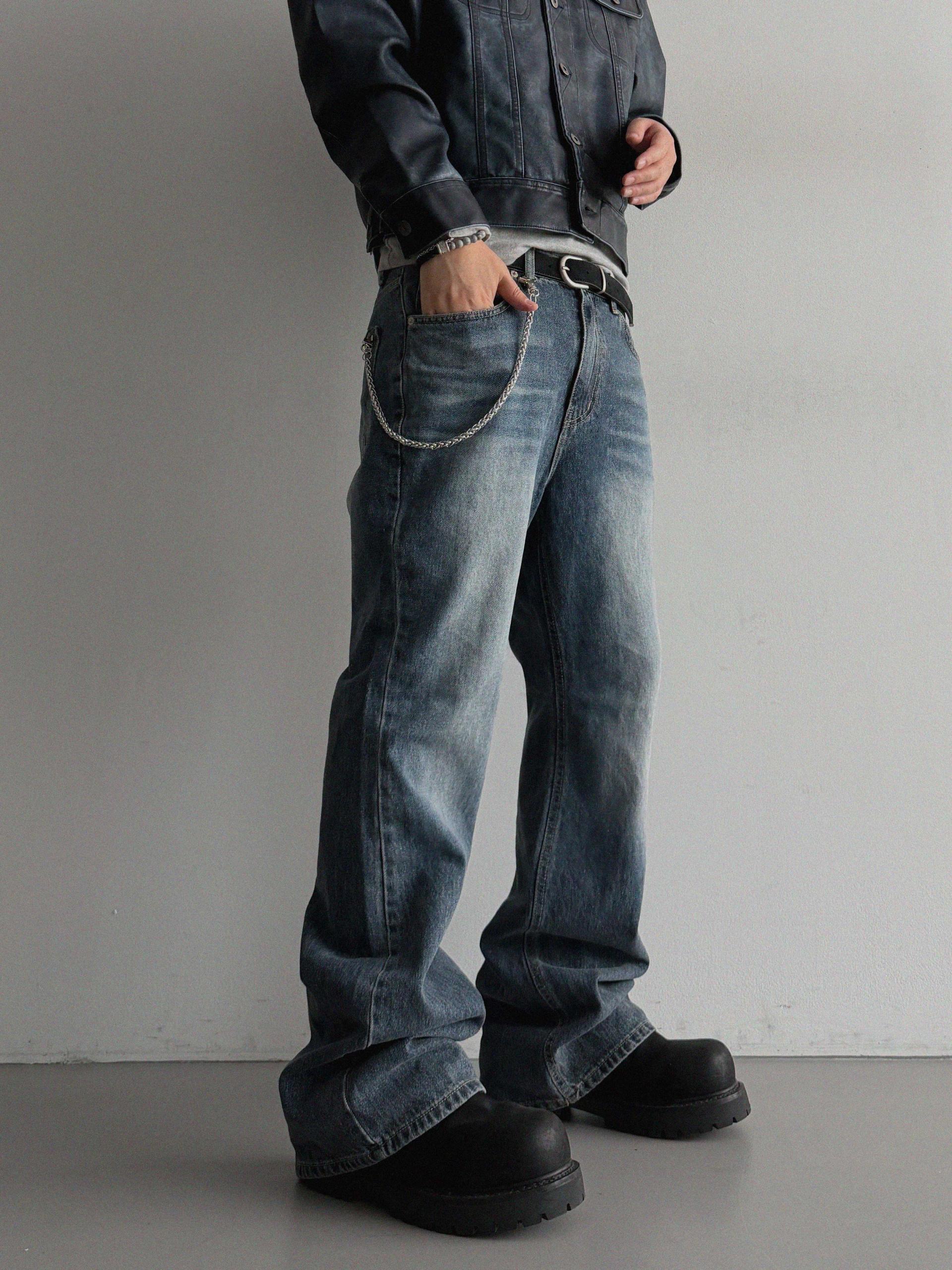 Deep brush flare denim pants